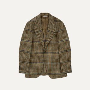 Brown and Teal Prince of Wales Check Tweed Blazer