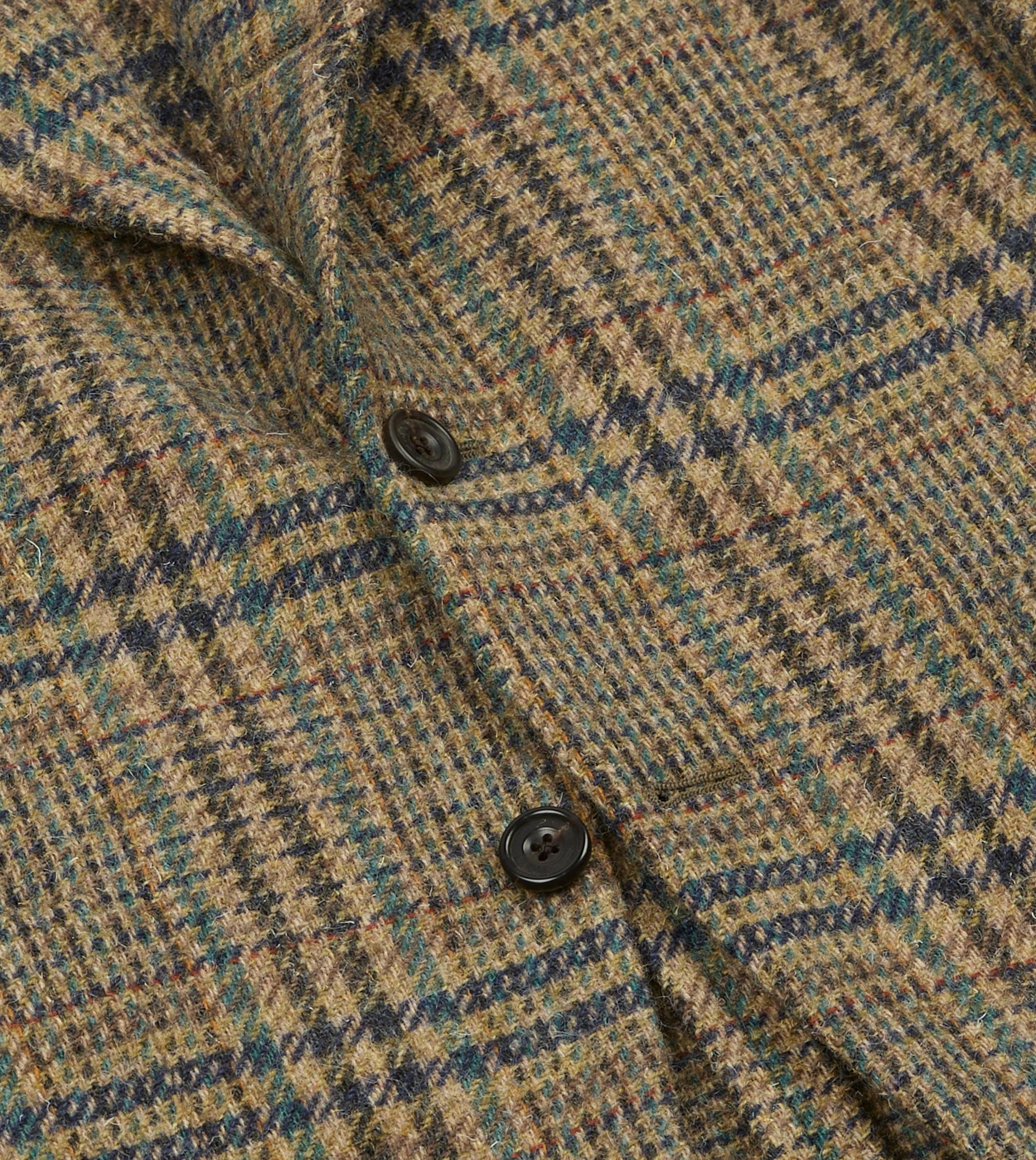 Brown and Teal Prince of Wales Check Tweed Blazer - Image 5
