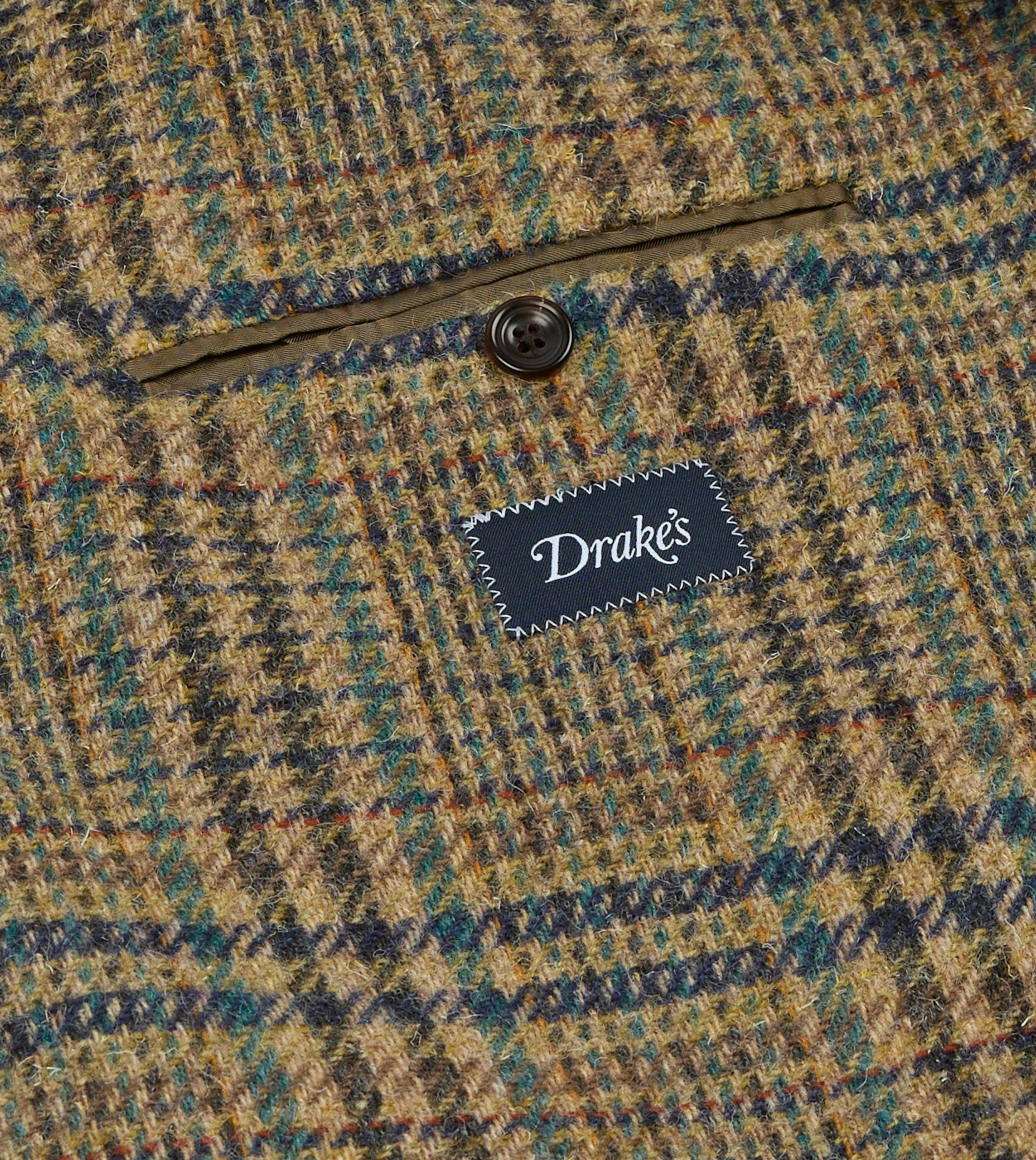 Brown and Teal Prince of Wales Check Tweed Blazer - Image 7