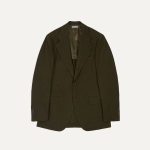 Olive Wool-Cotton Tailored Jacket