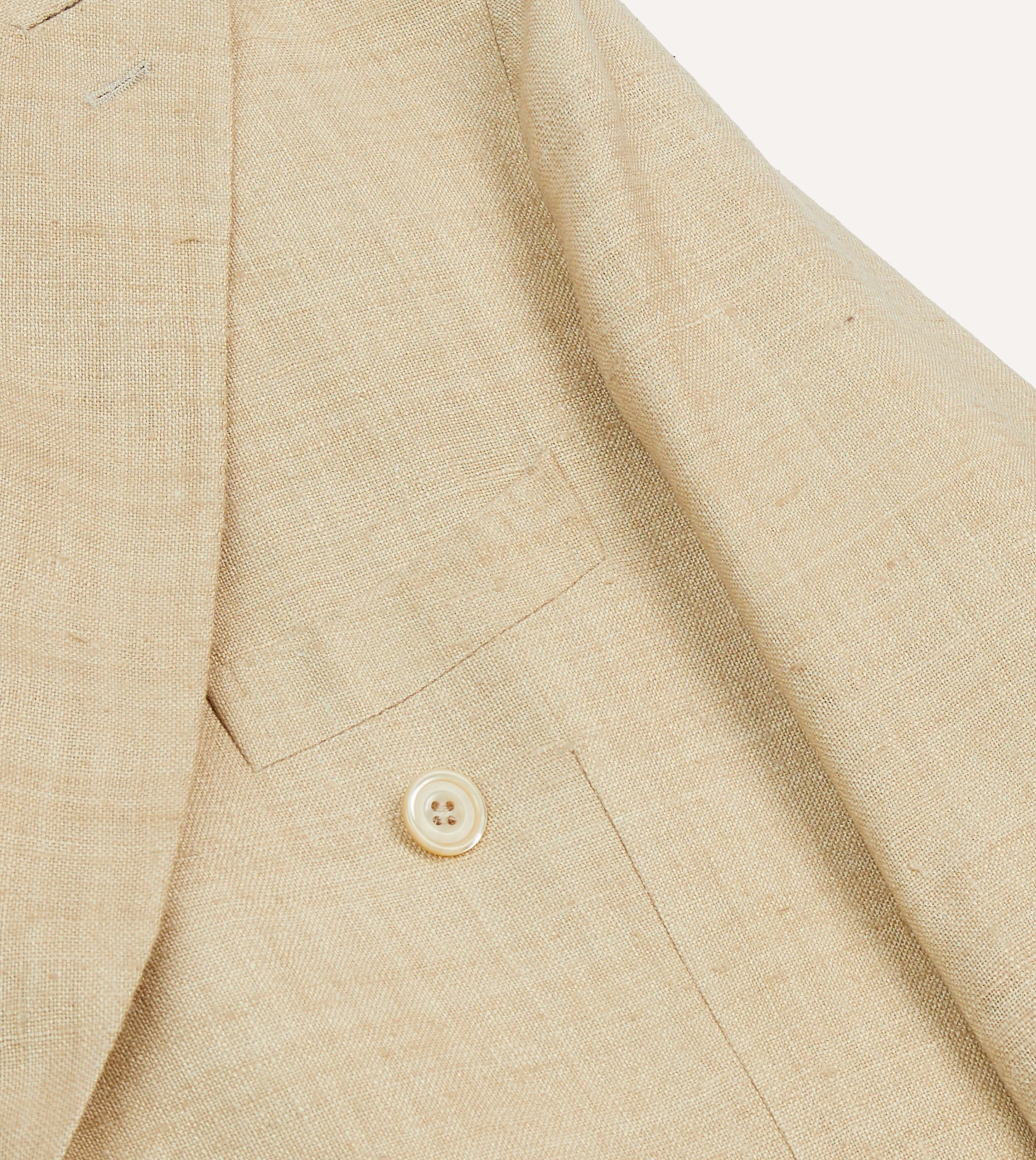 Sand Tussah Silk Double-Breasted Tailored Jacket - Image 4