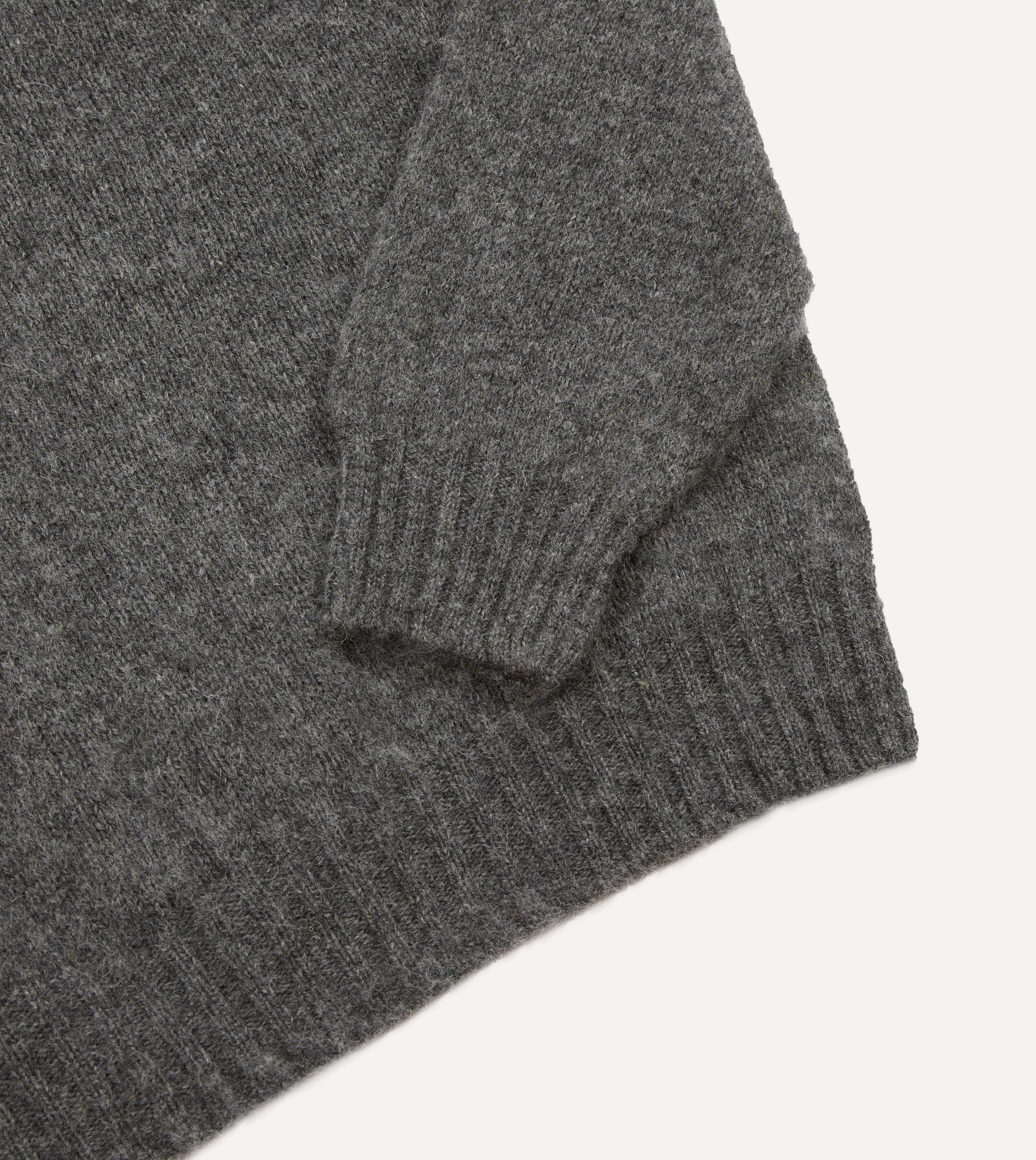 Charcoal Brushed Shetland Crew Neck Jumper - Image 4