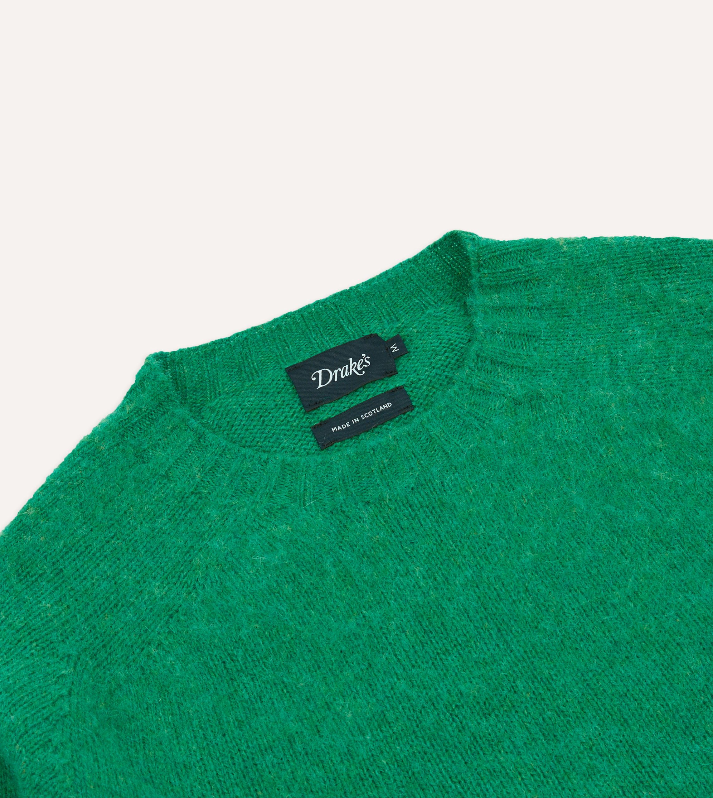 Green Brushed Shetland Crew Neck Jumper - Image 3