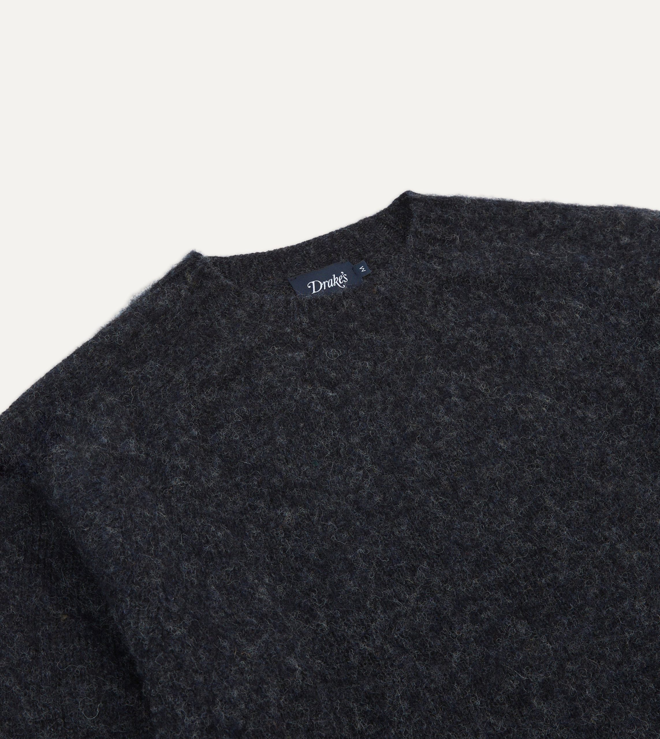 Dark Grey Brushed Shetland Crew Neck Jumper - Image 3