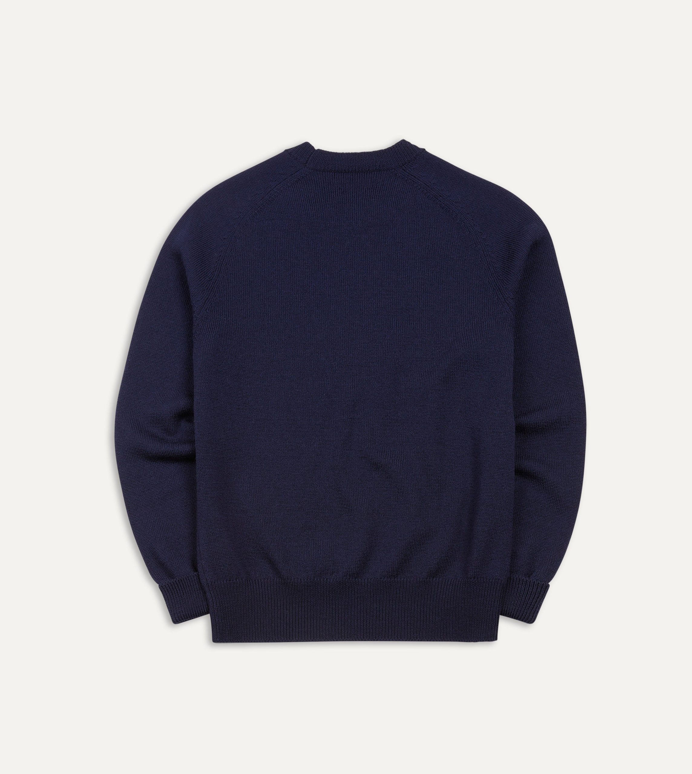 Navy Merino Crew Neck Jumper - Image 4