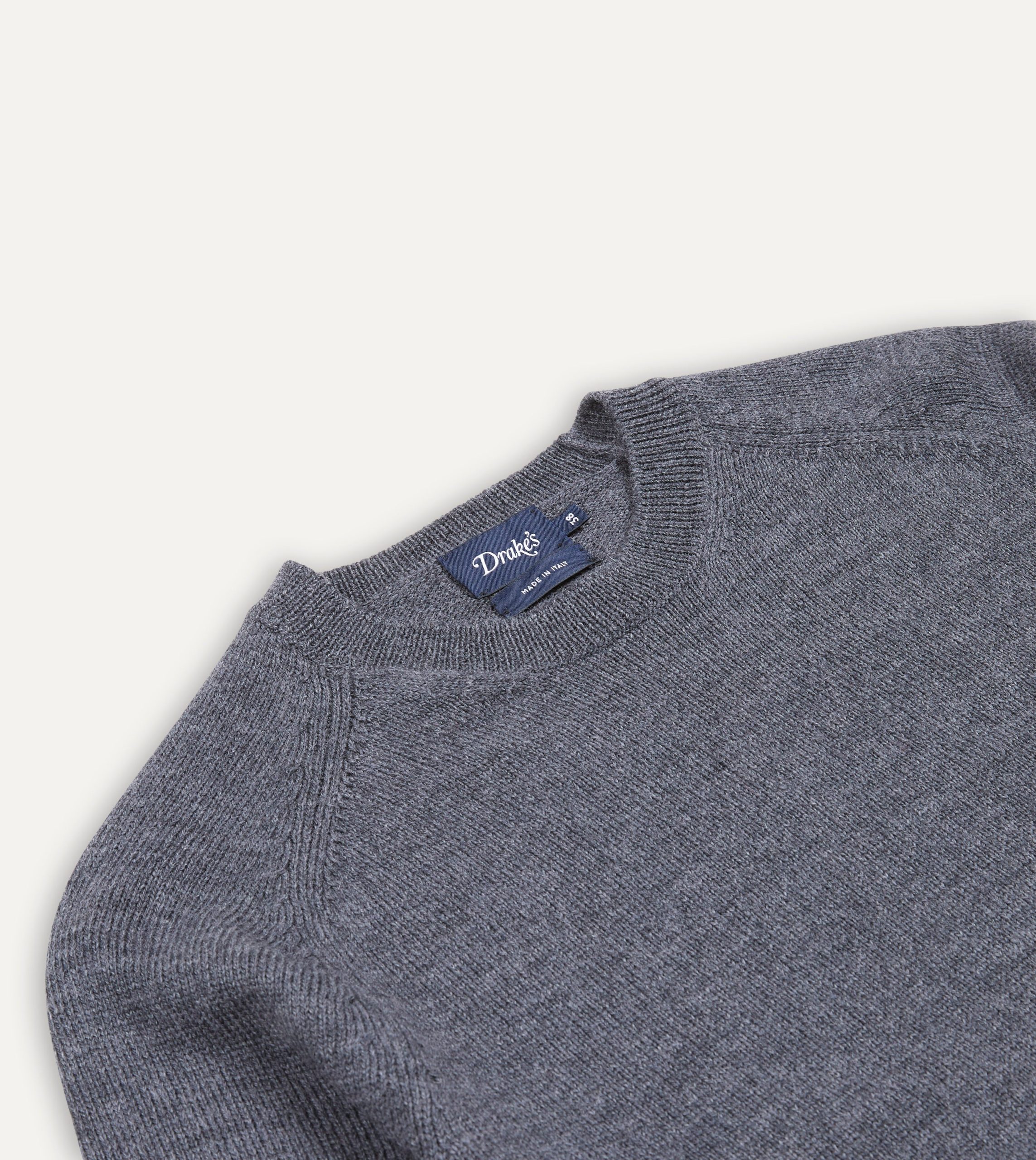 Grey Melange Merino Crew Neck Jumper - Image 3
