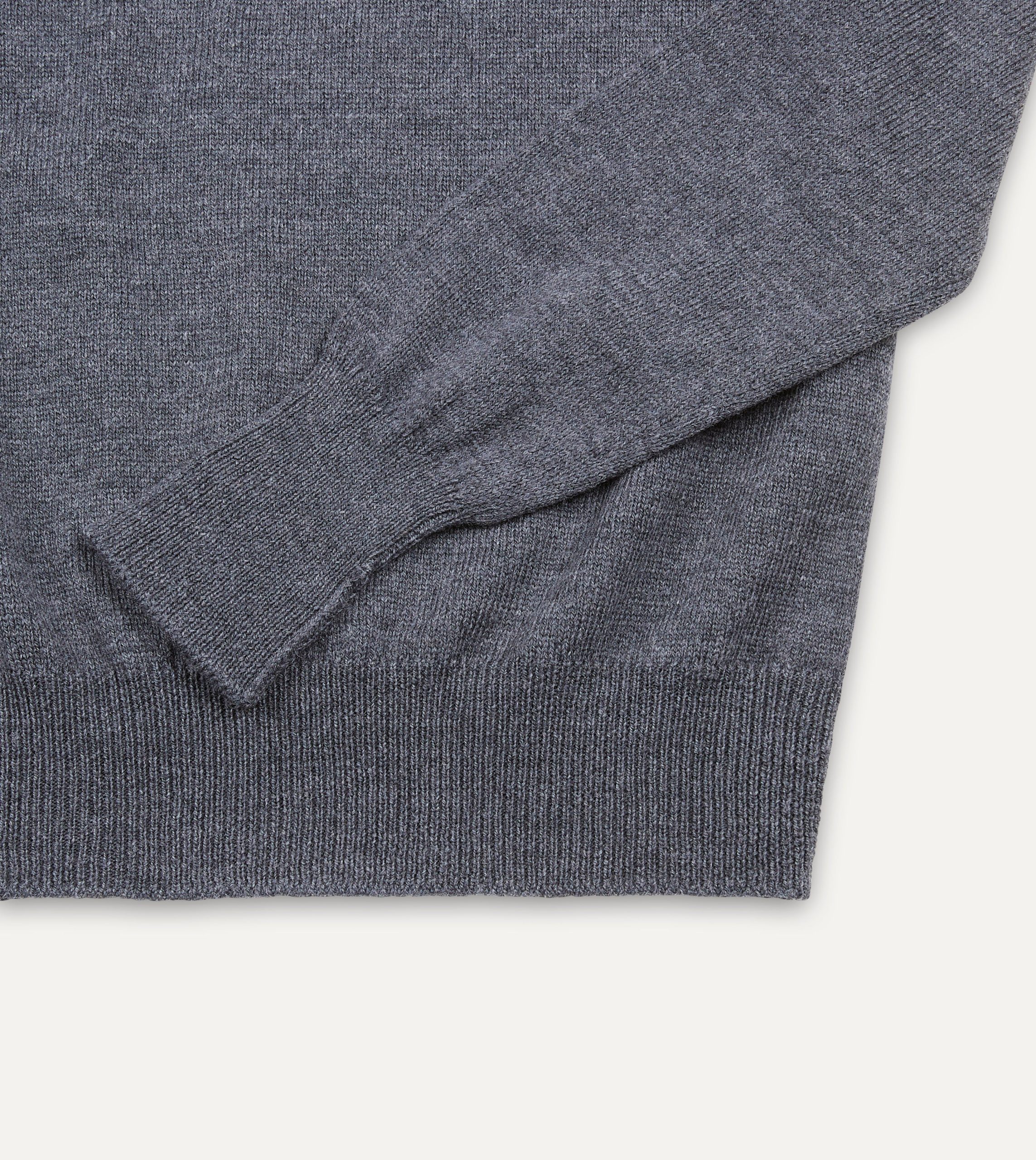Grey Melange Merino Crew Neck Jumper - Image 5