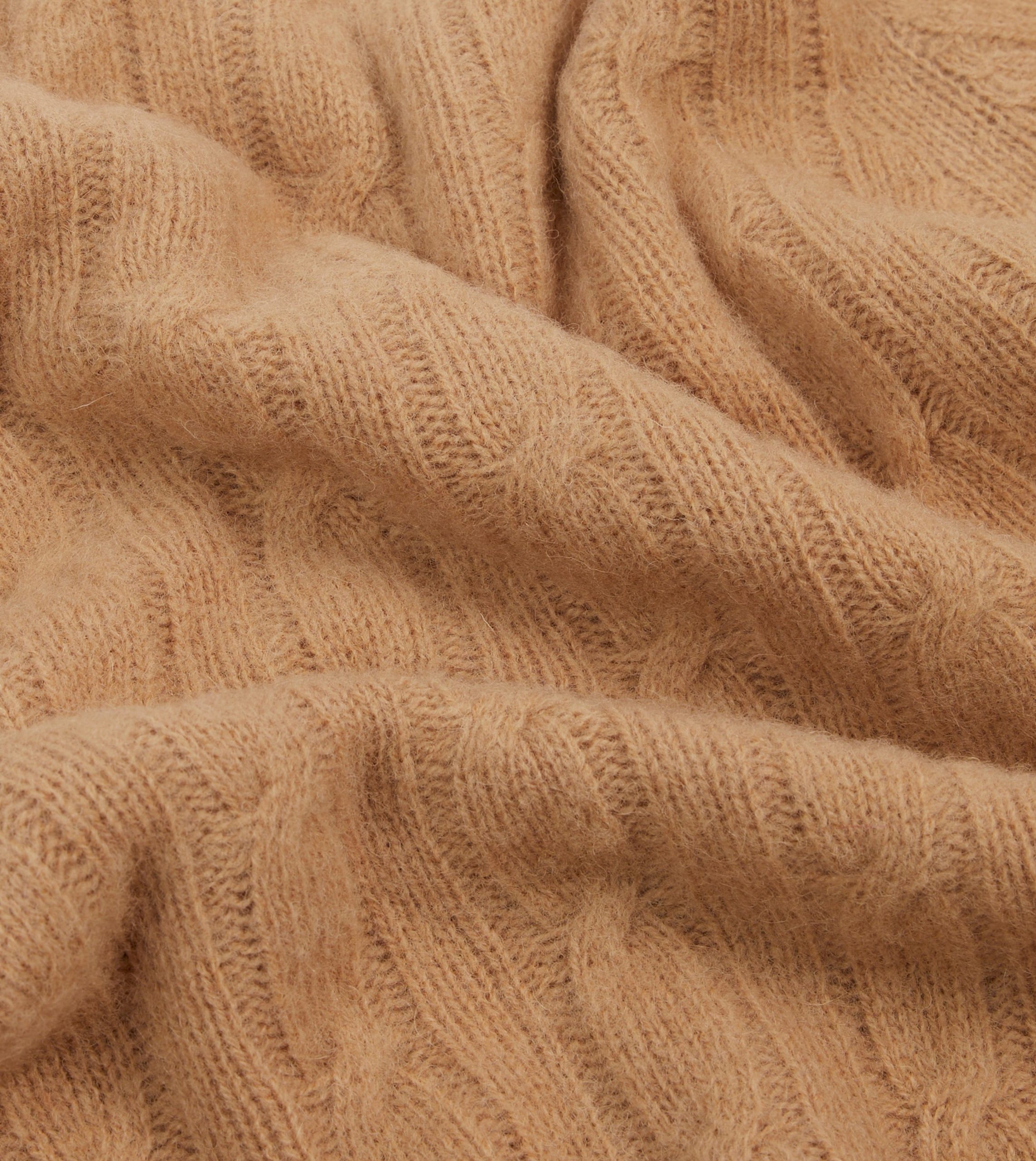 Wheat Brushed Shetland Cable Knit Crew Neck Jumper - Image 2