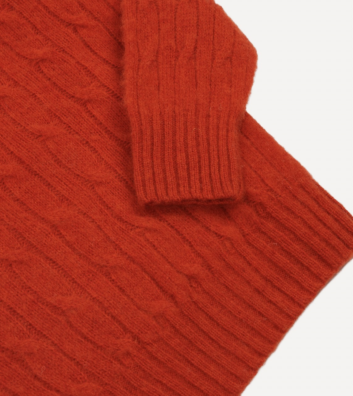 Red Brushed Cable Knit Shetland Crew Neck Jumper - Image 4