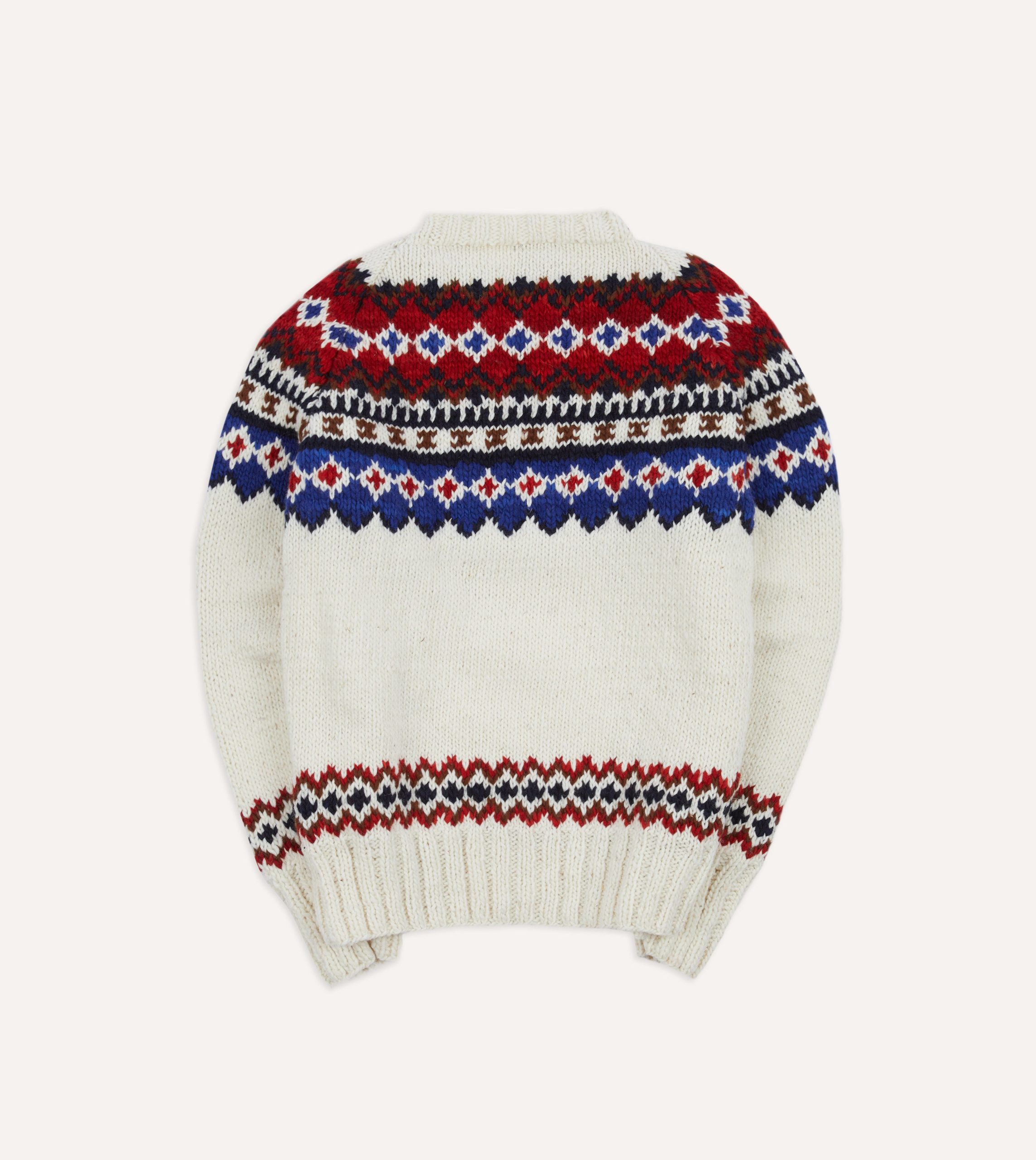 Chamula for Drake's Ecru and Red Fairisle Merino Jumper - Image 5
