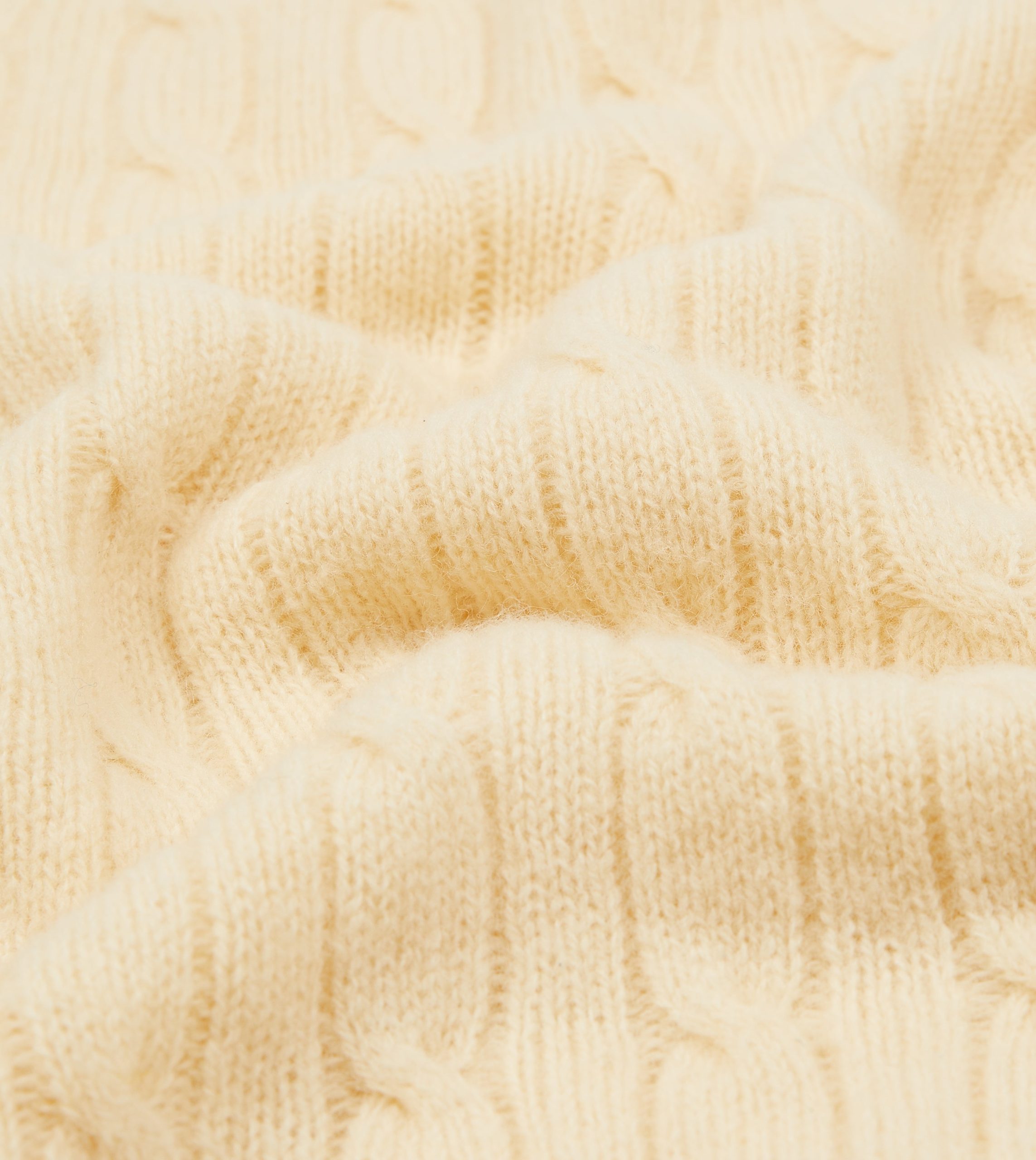 Ecru Brushed Shetland Cable Knit Crew Neck Jumper - Image 2