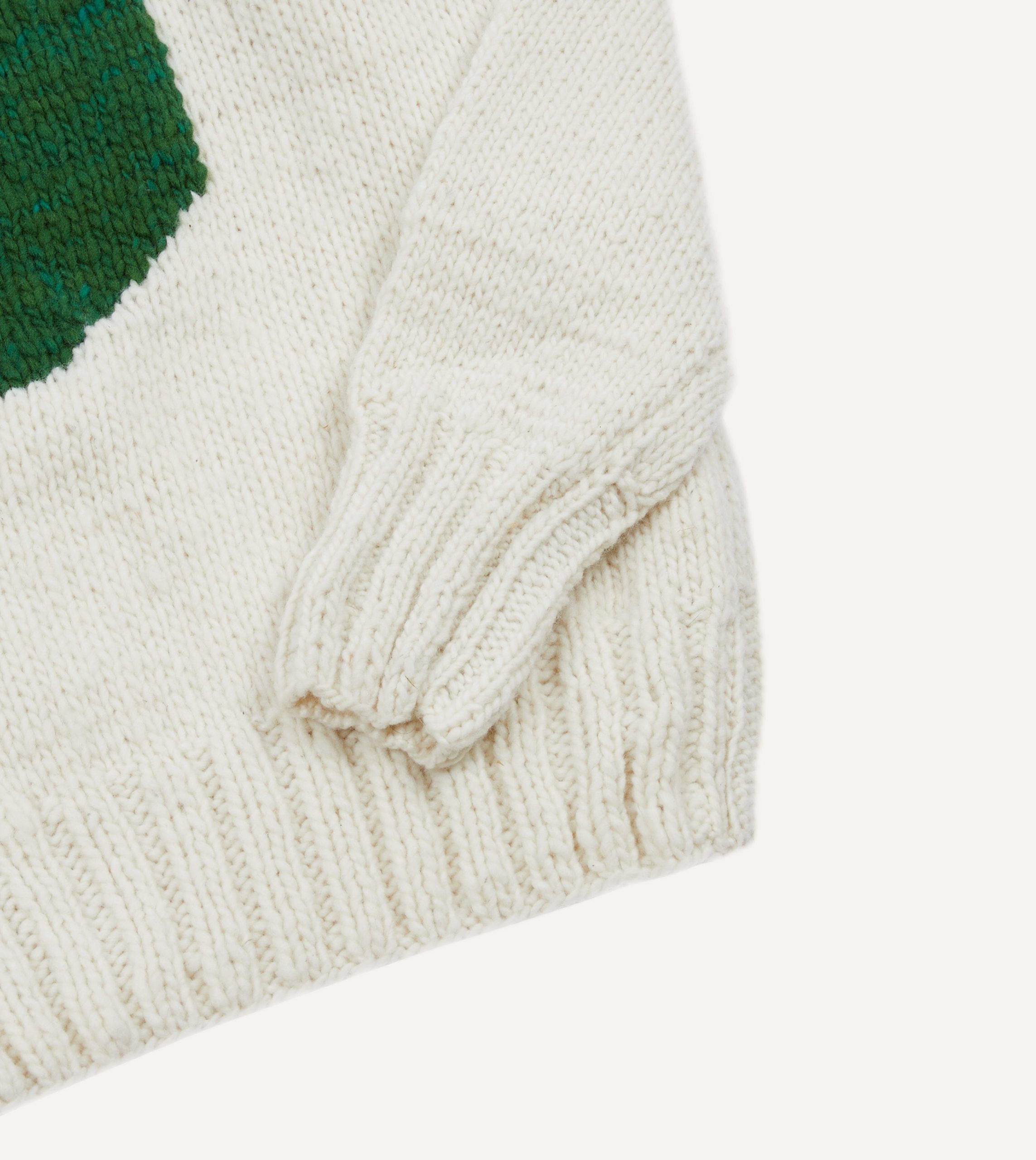 Chamula for Drake's Ecru Avocado Merino Jumper - Image 4