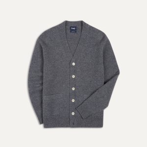 Grey Lambswool 6 Button Cardigan