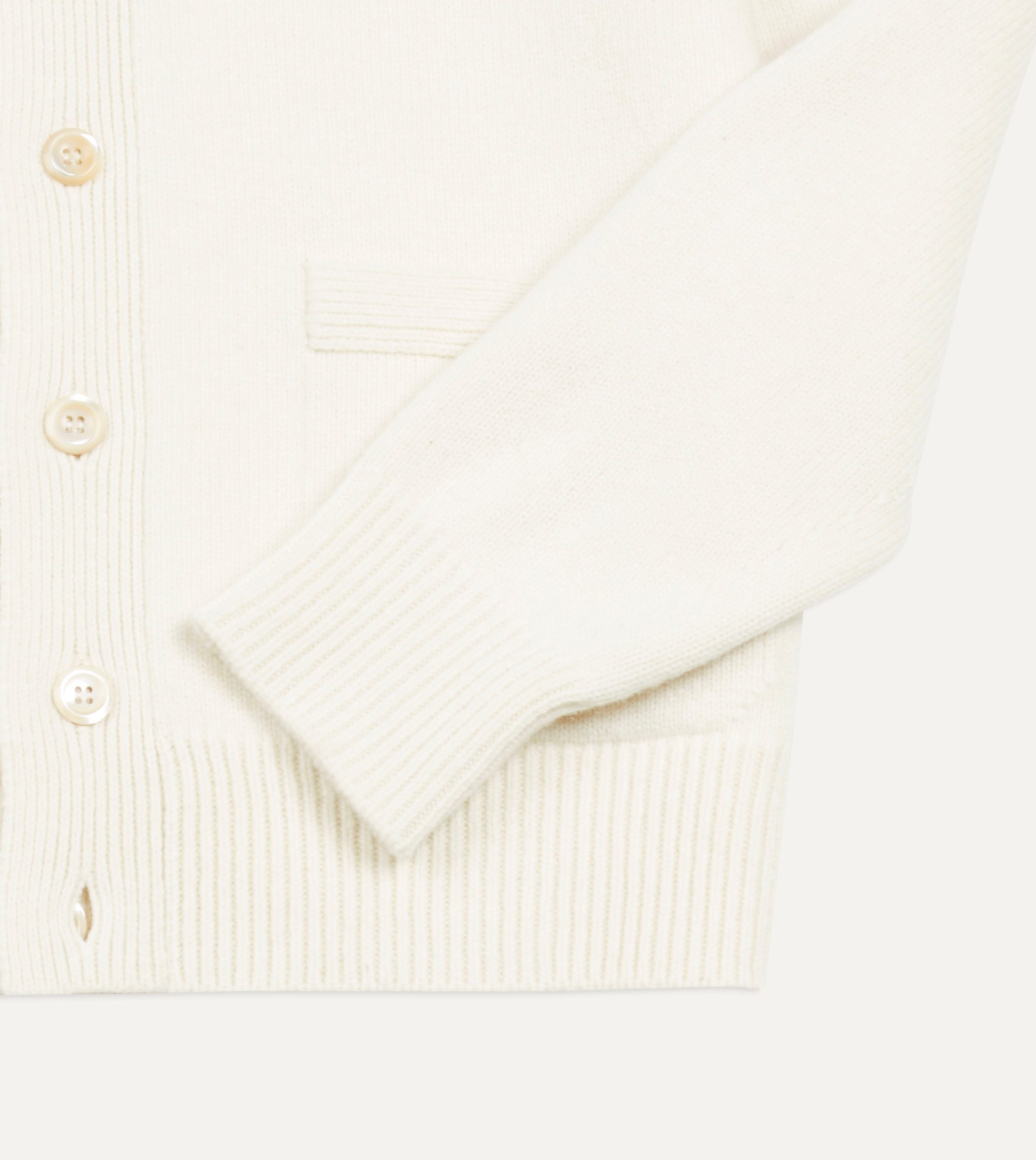 Ecru Lambswool 6 Button Cardigan - Image 5