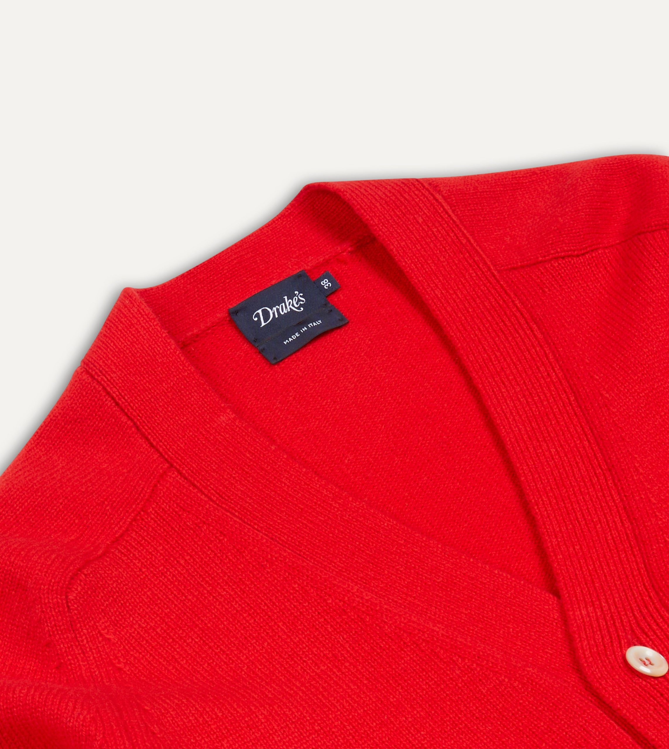 Red Lambswool 6 Button Cardigan - Image 3