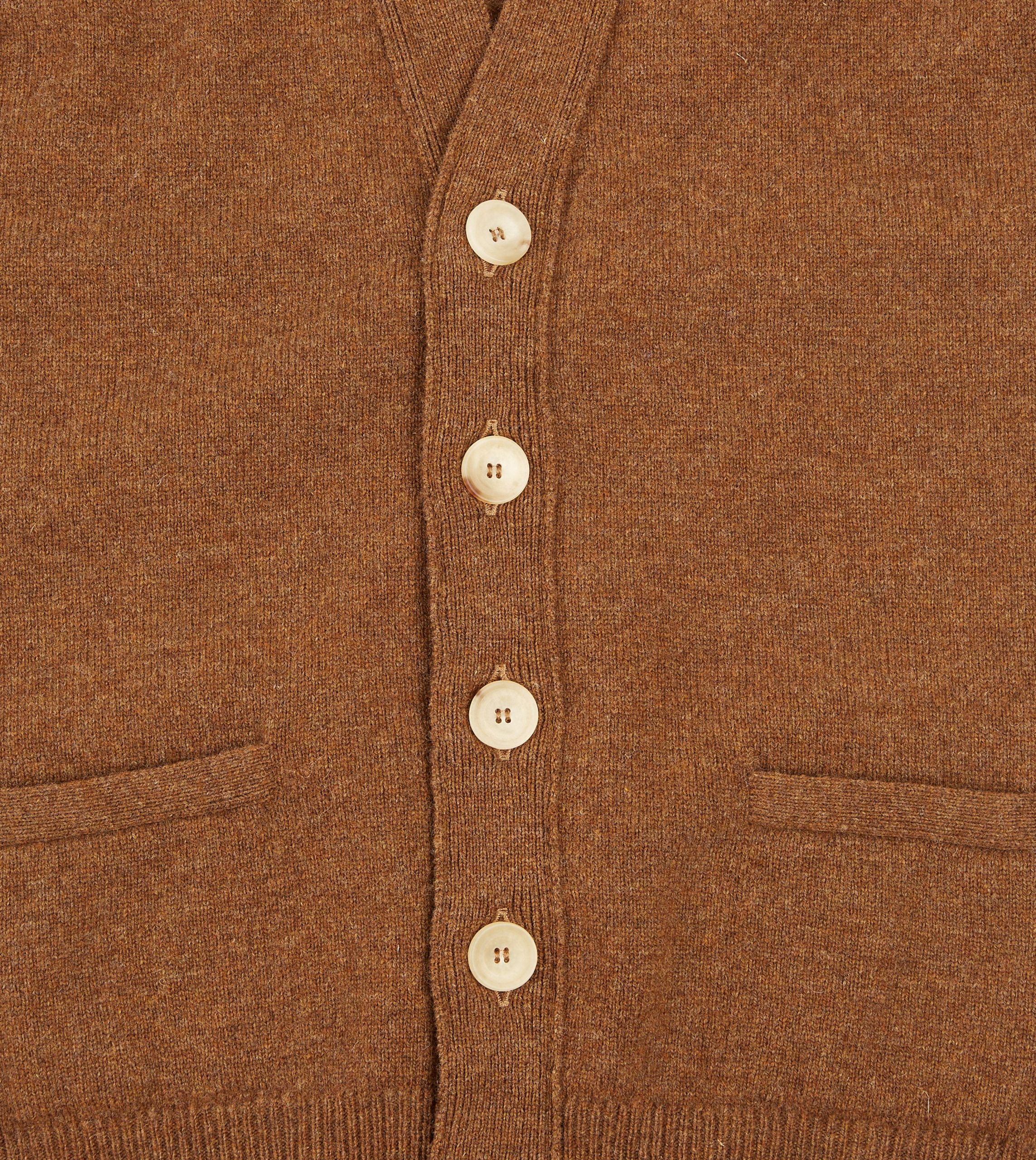 Light Brown Lambswool Sleeveless Cardigan - Image 4