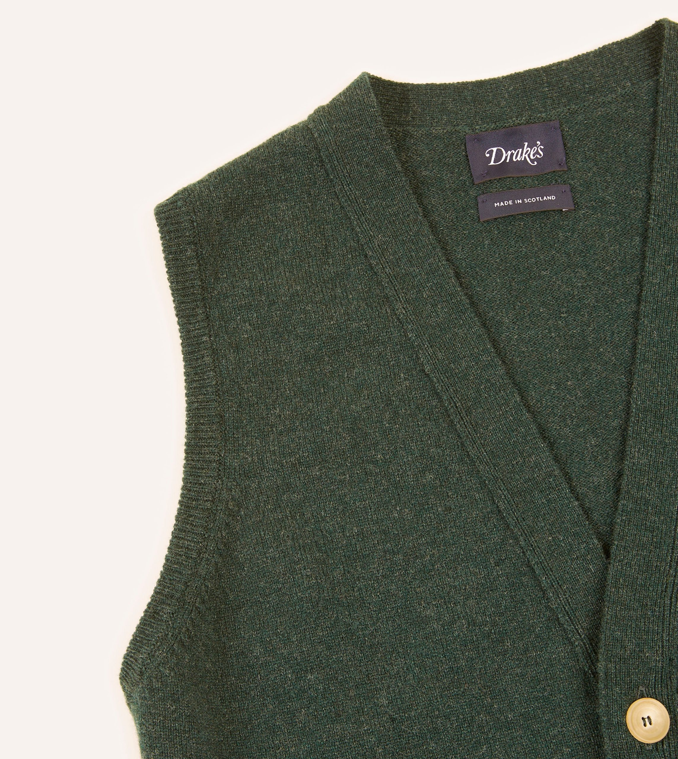 Green Lambswool Sleeveless Cardigan - Image 3