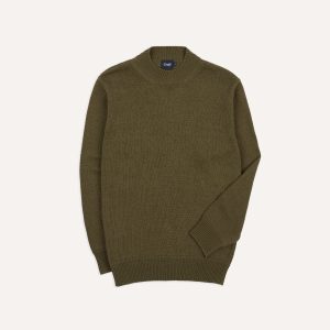Olive Cotton Mock Neck Jumper