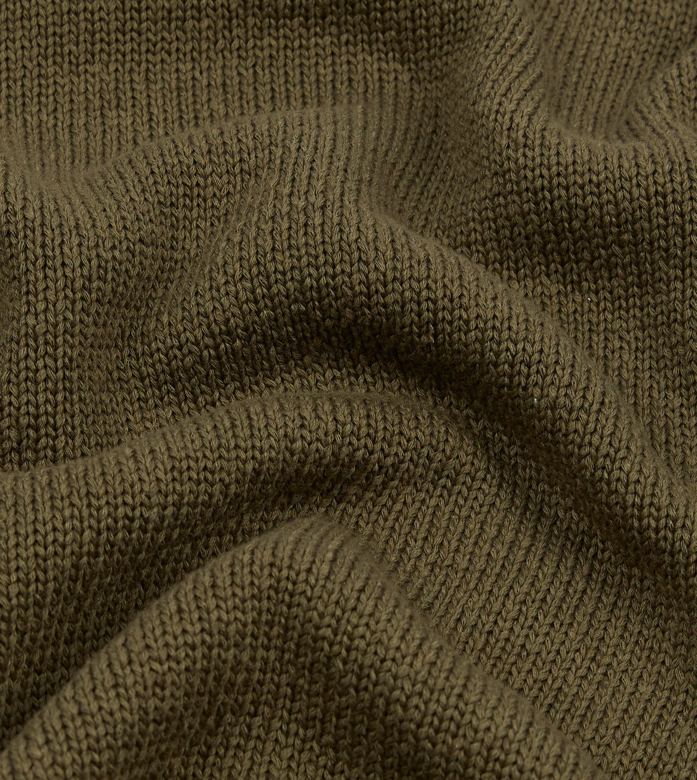 Olive Cotton Mock Neck Jumper - Image 2