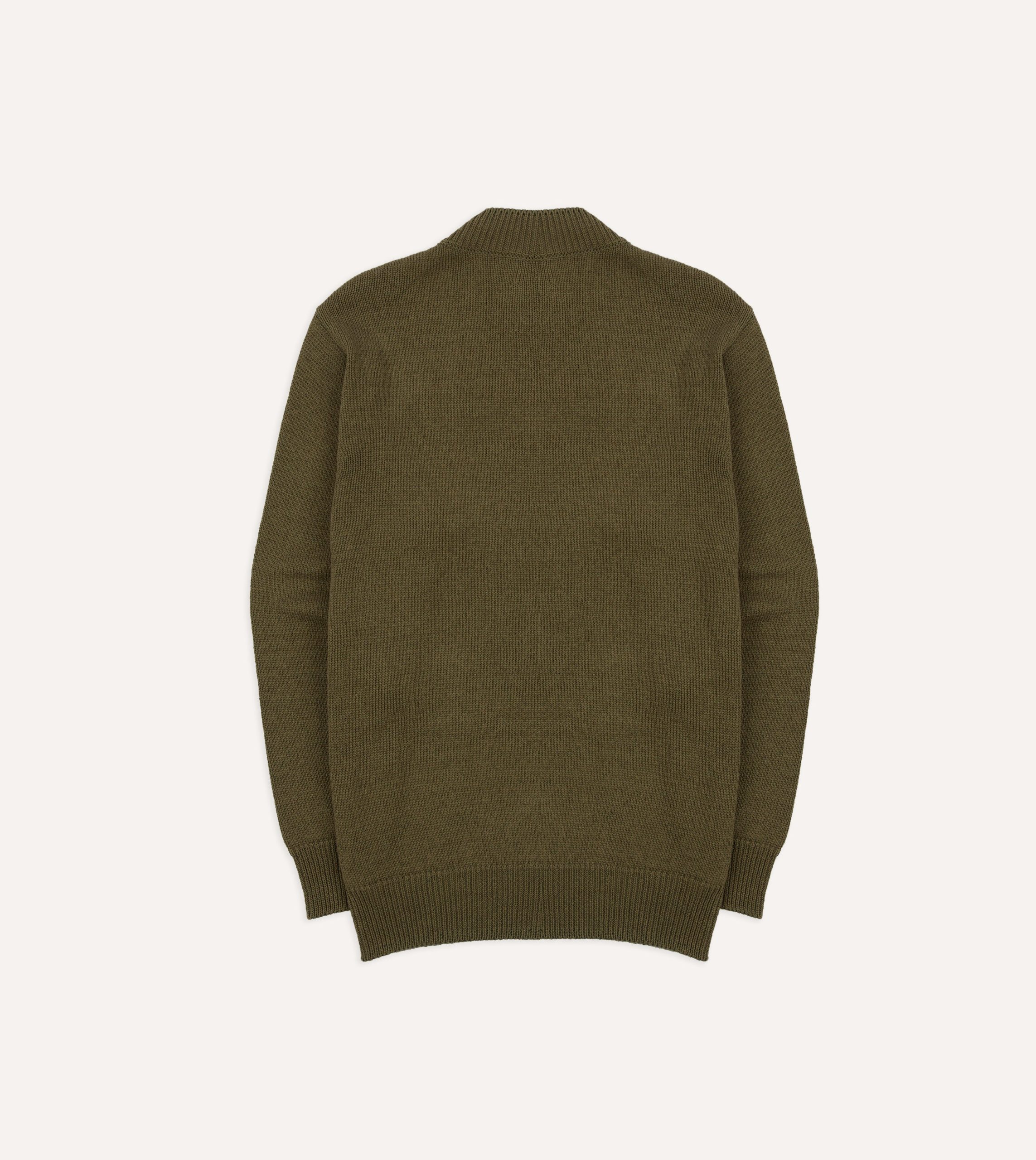 Olive Cotton Mock Neck Jumper - Image 5