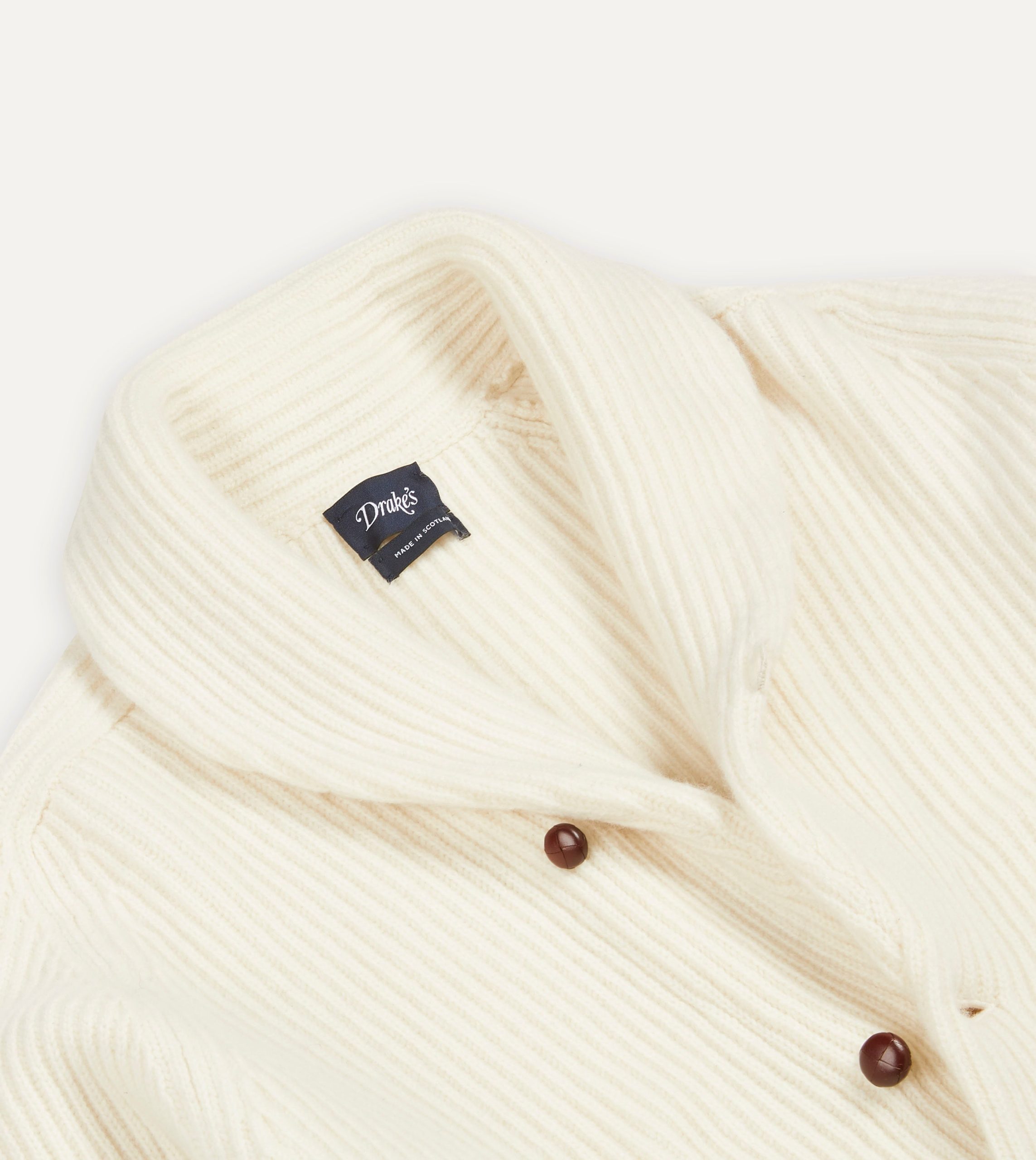 Ecru Lambswool Shawl Collar Cardigan - Image 3