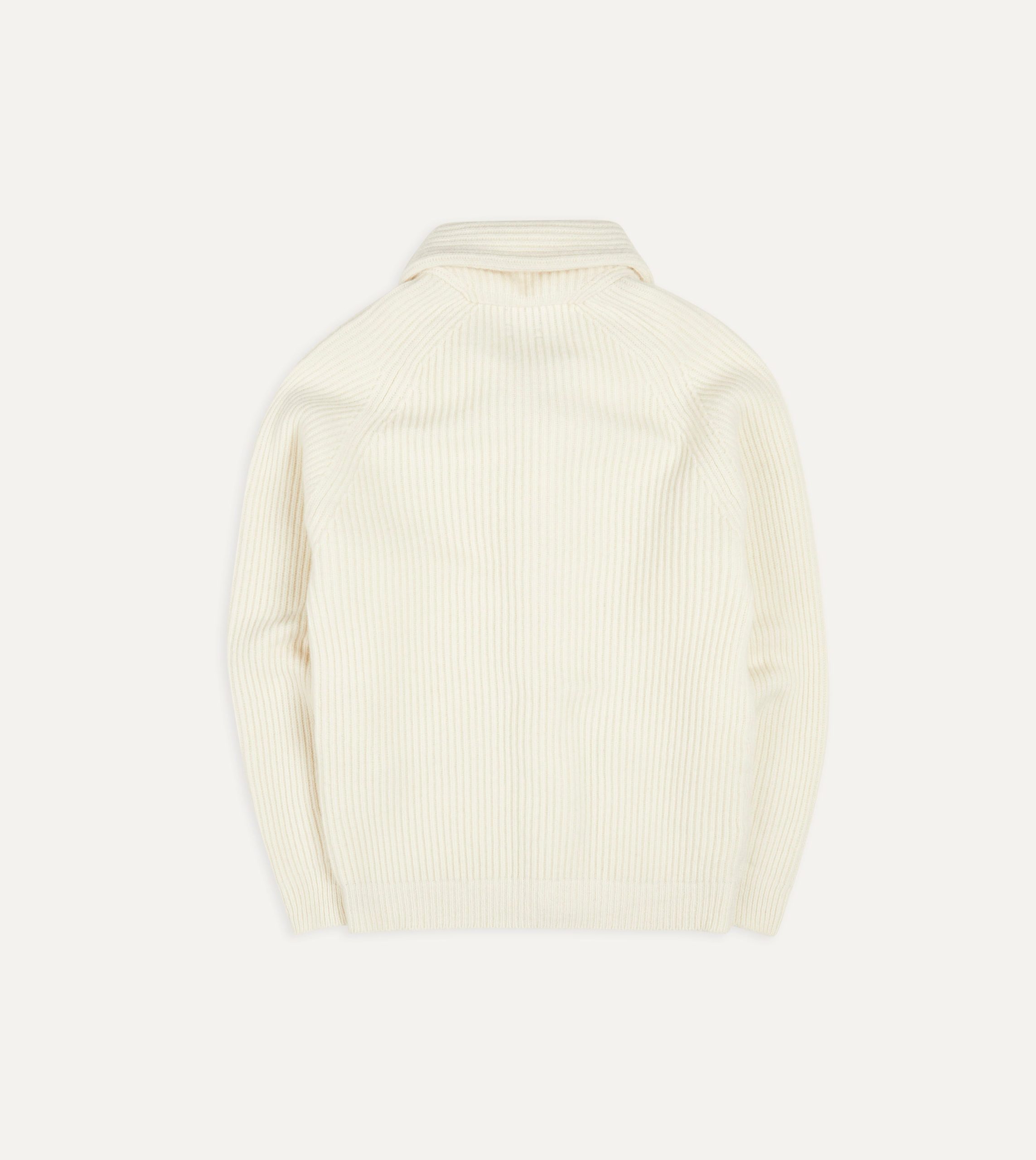 Ecru Lambswool Shawl Collar Cardigan - Image 6