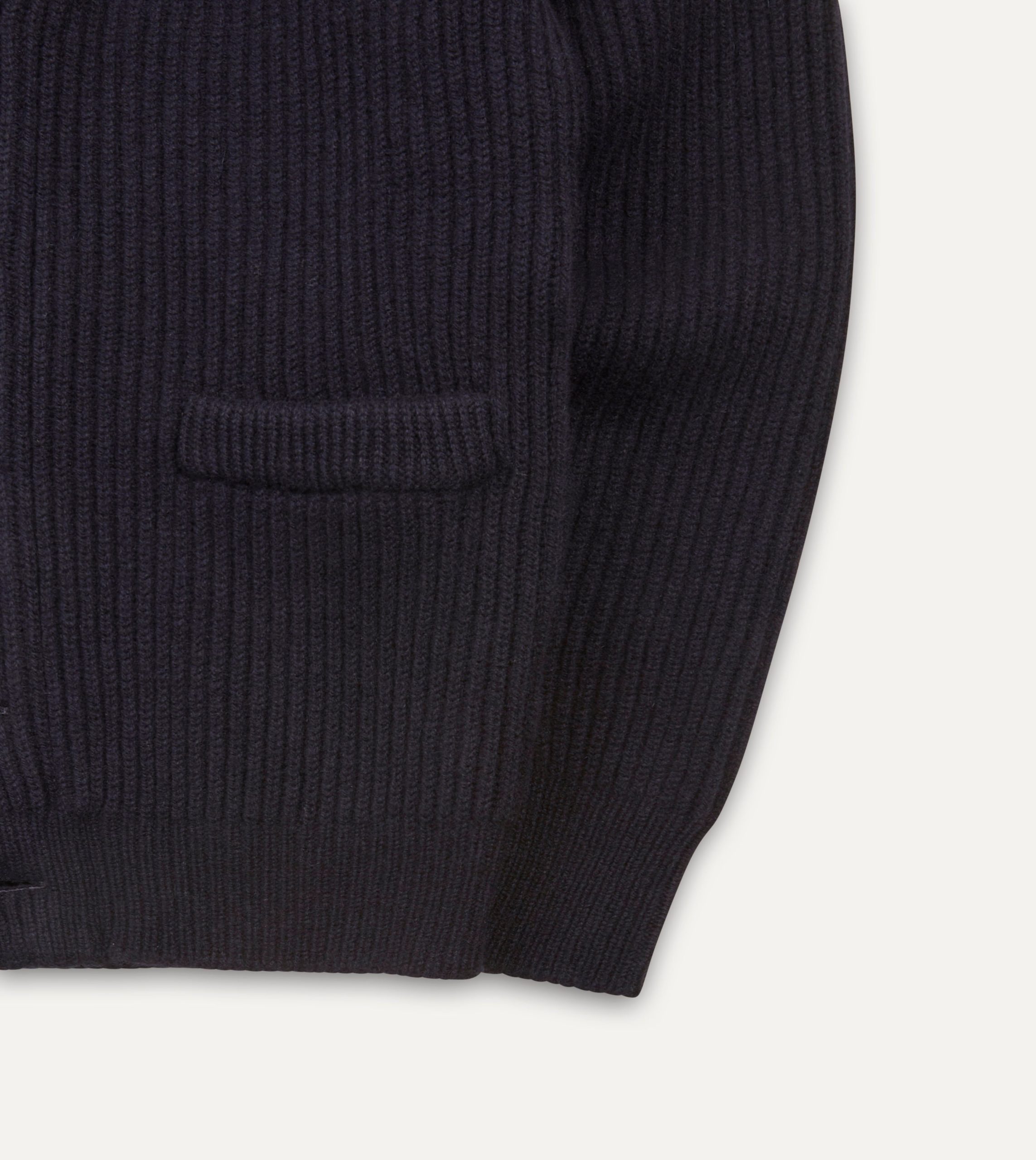 Navy Lambswool Shawl Collar Cardigan - Image 5