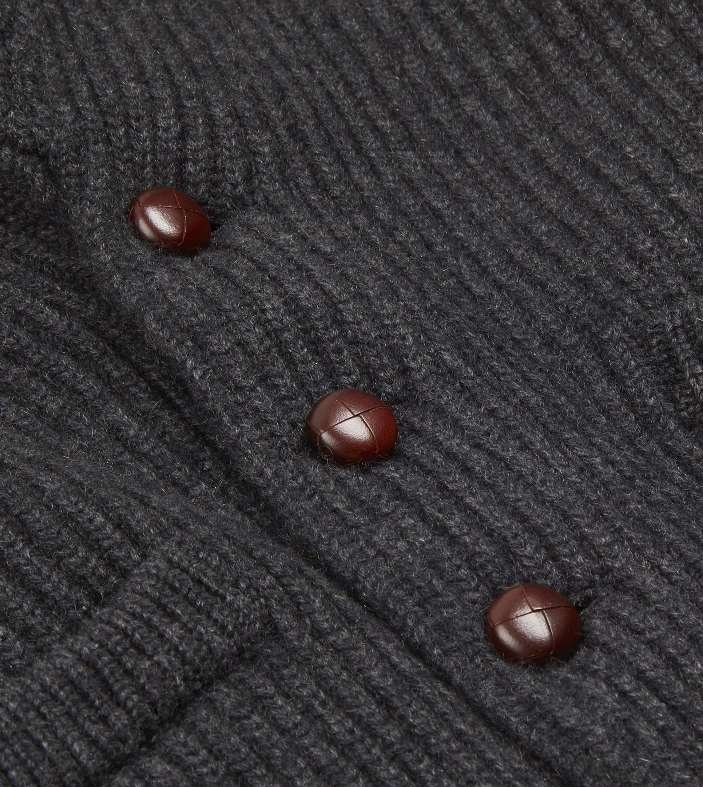 Charcoal Cashmere Shawl Collar Cardigan - Image 4
