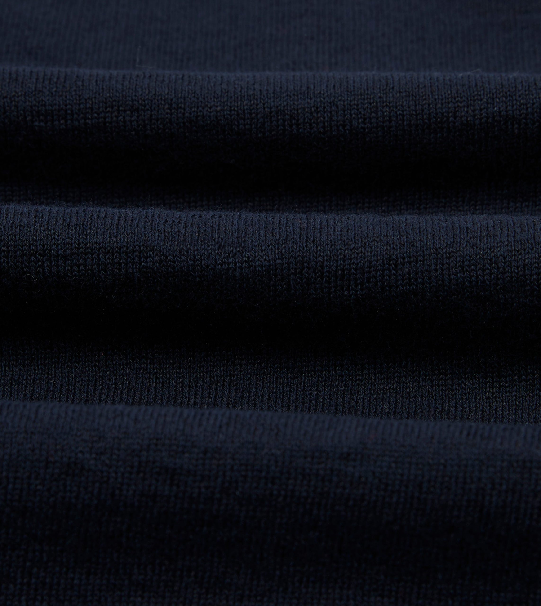 Navy Knitted Linen-Cotton Short-Sleeve Polo Shirt - Image 2