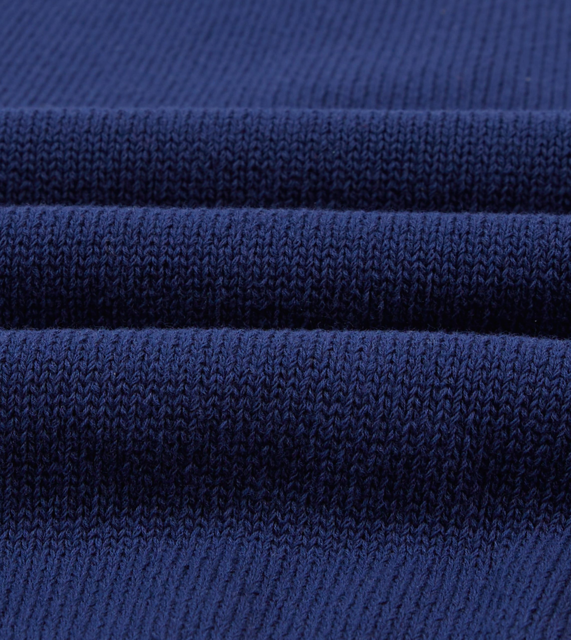 Blue Knitted Crepe Cotton Short-Sleeve Polo Shirt - Image 2