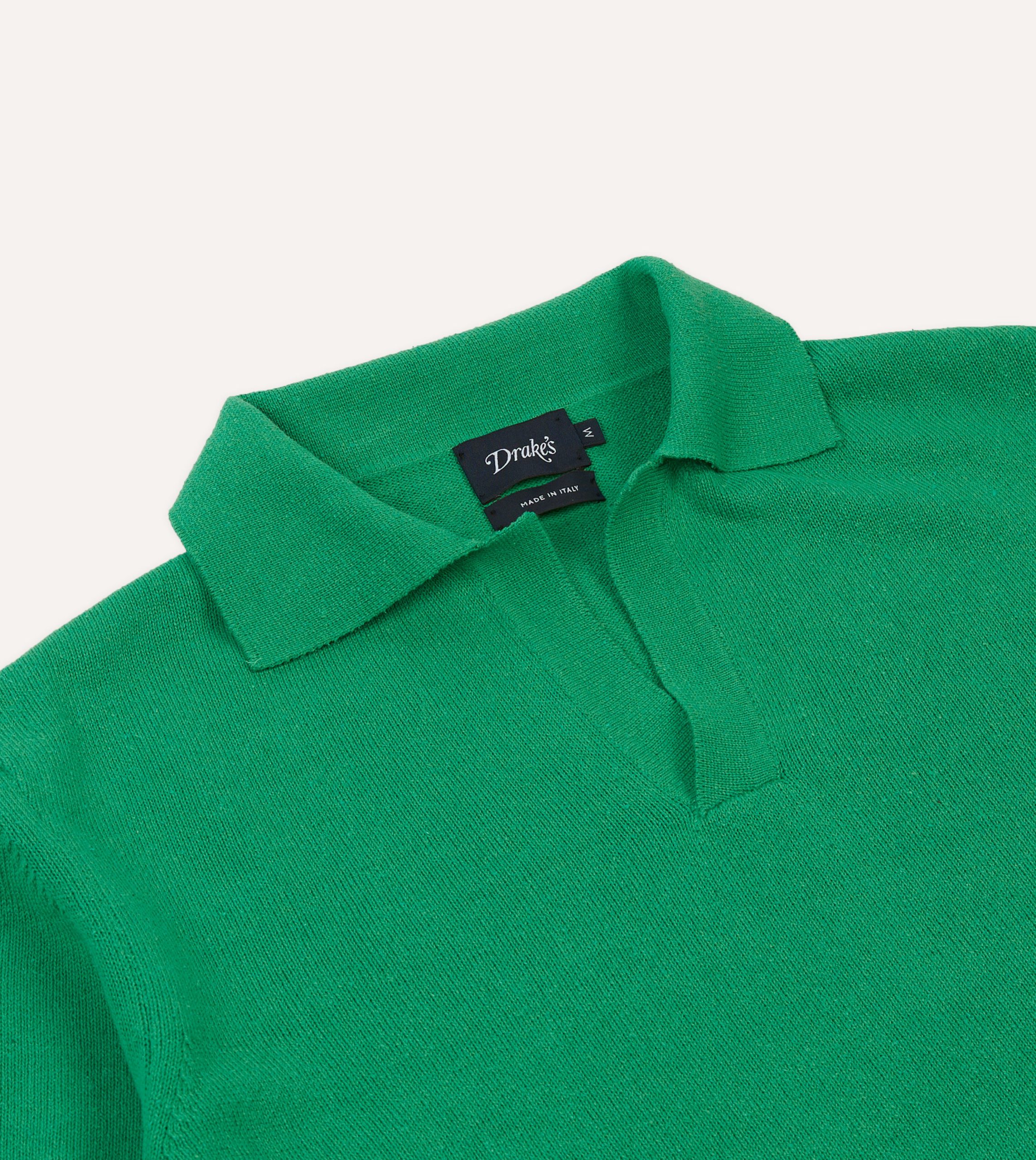 Green Knitted Silk Short-Sleeve Polo Shirt - Image 3