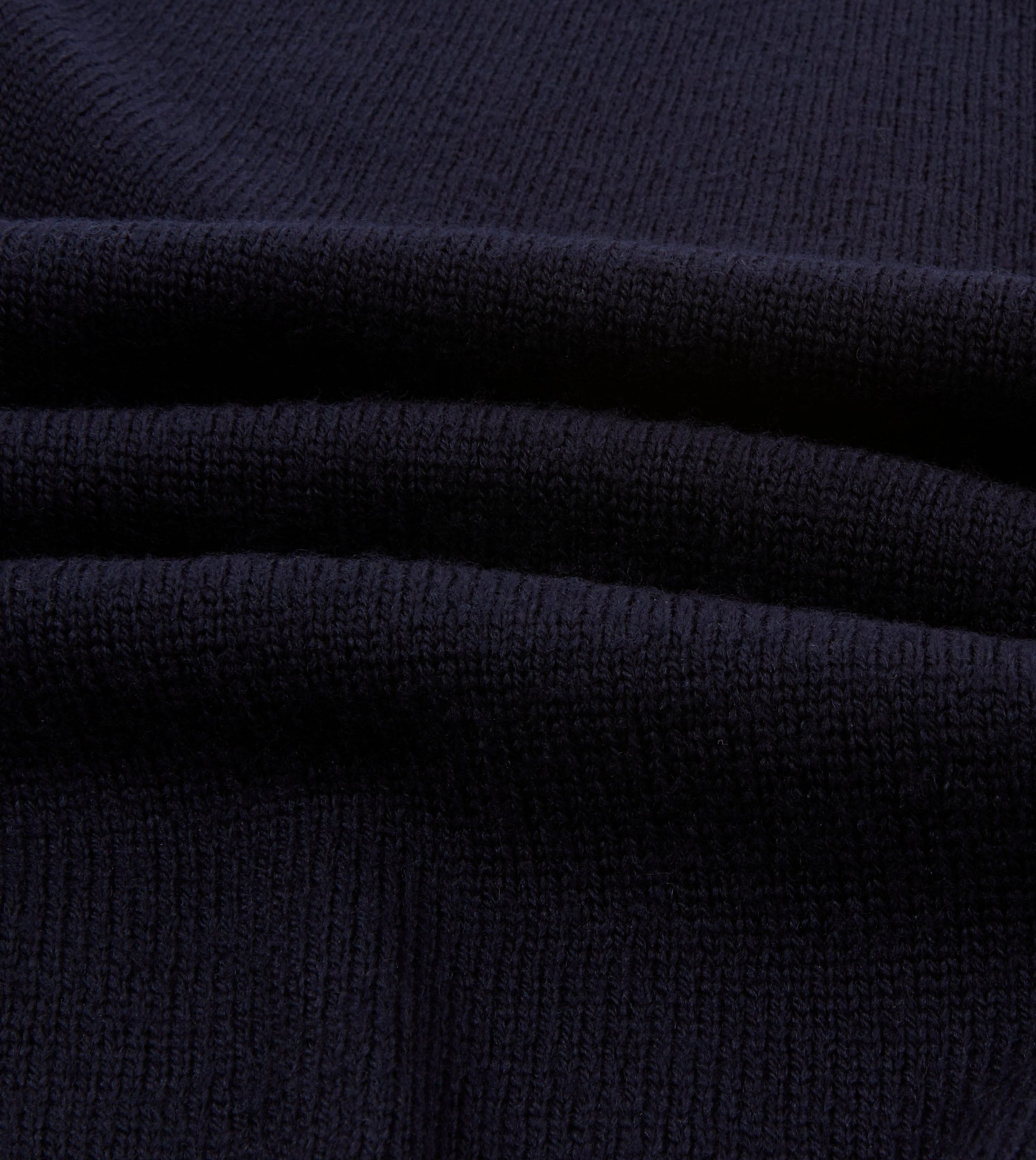Navy Merino Wool Knitted Polo - Image 2