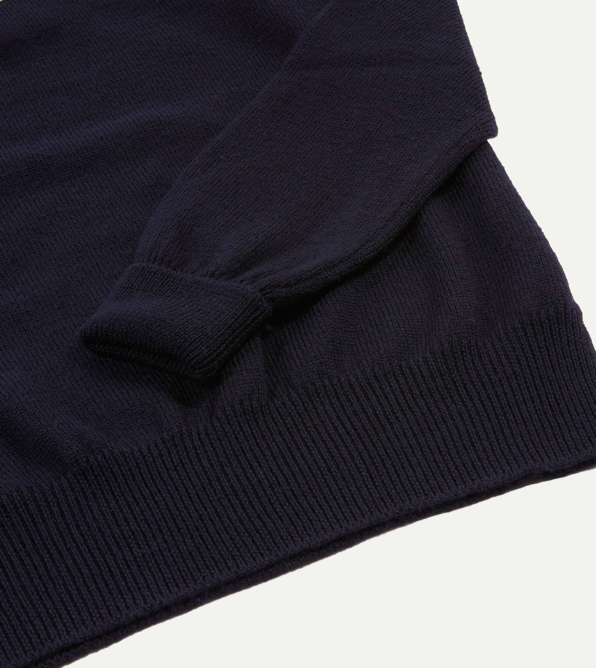 Navy Merino Wool Knitted Polo - Image 5