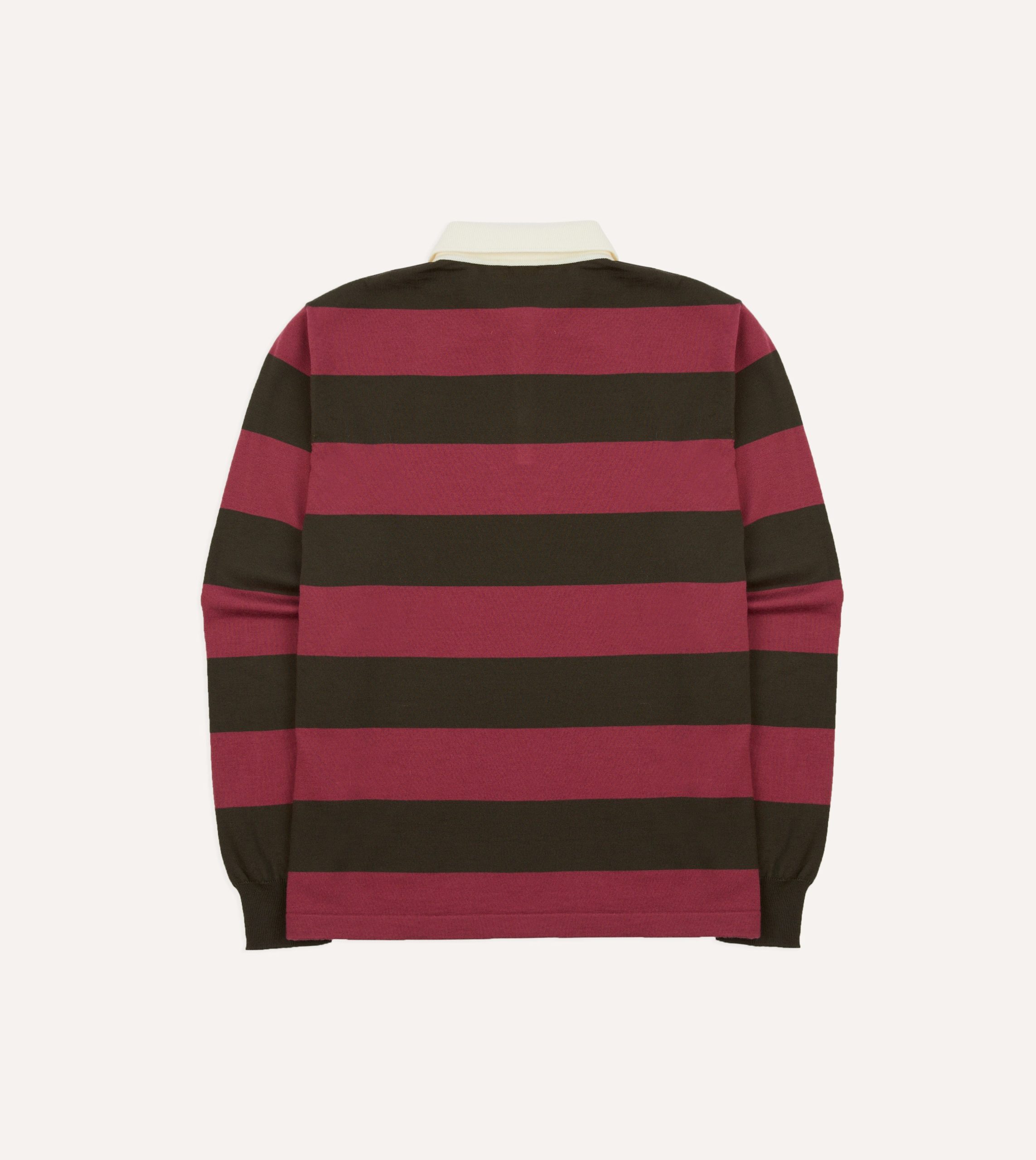Pink and Olive Block Stripe Knitted Rugby Shirt - Image 5