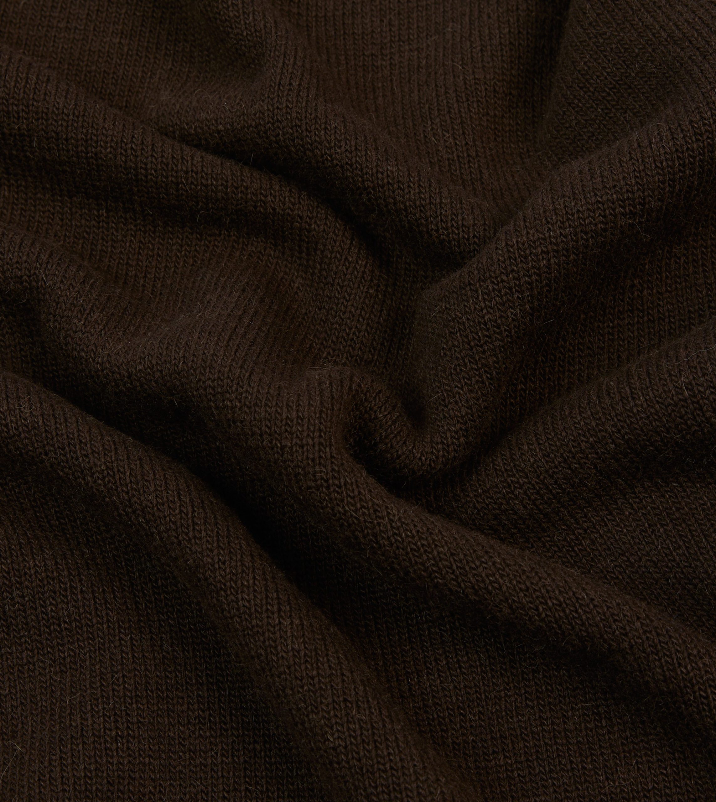 Brown Alpaca Lambswool Ribbed Integral Collar Jumper - Image 2