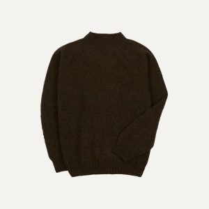 Brown Brushed Shetland Mock Neck Jumper