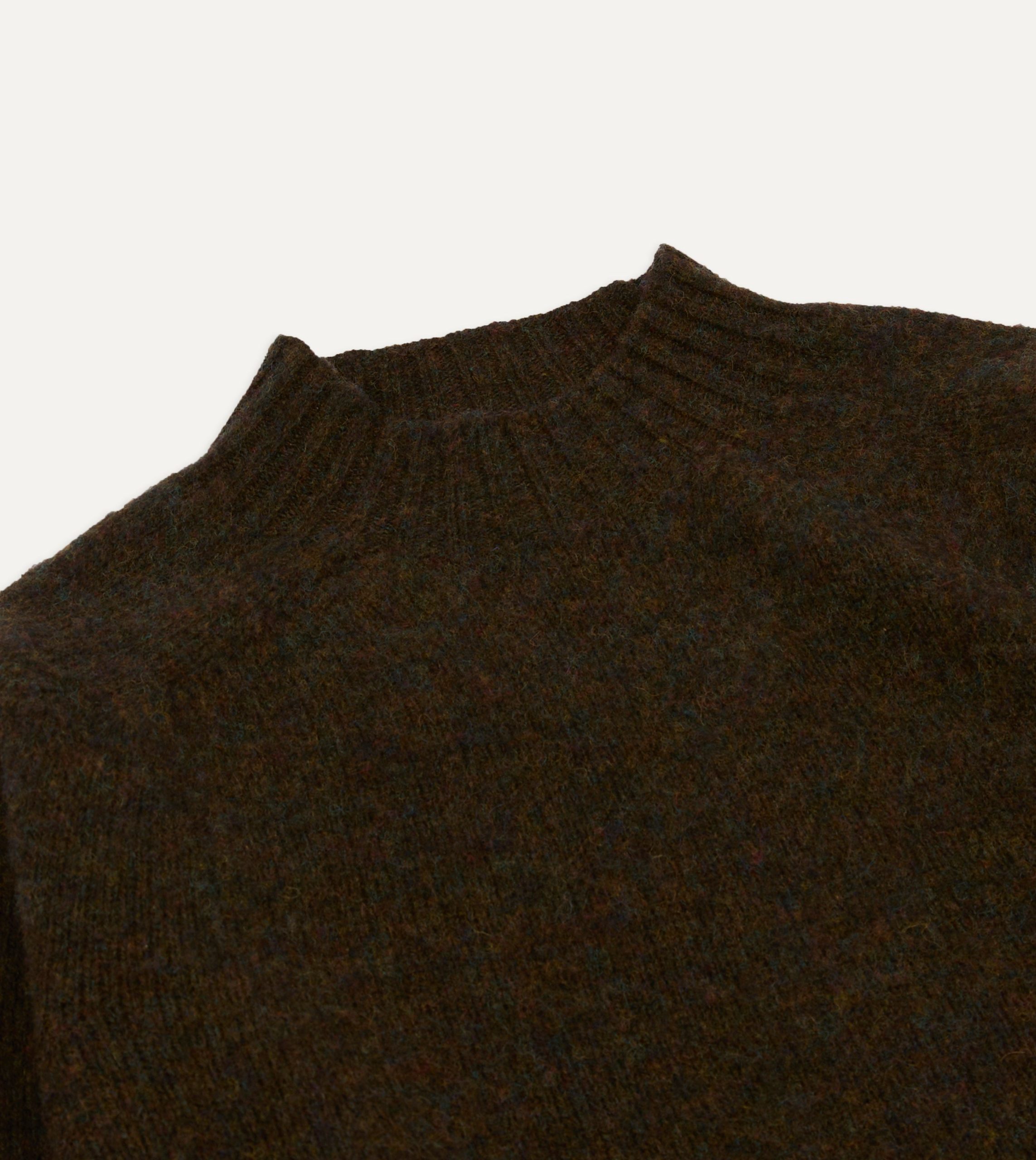 Brown Brushed Shetland Mock Neck Jumper - Image 3