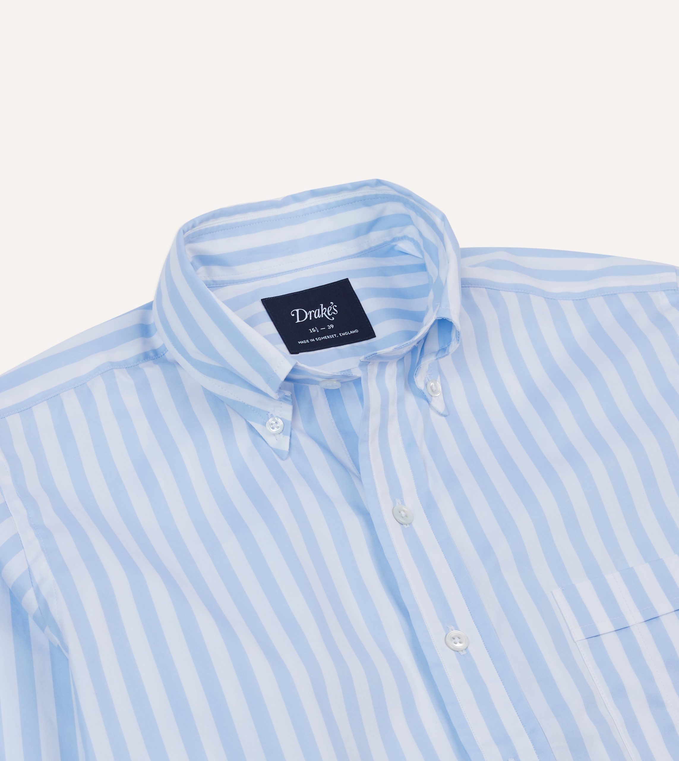 Blue Broad Stripe Cotton Poplin Button-Down Shirt - Image 3