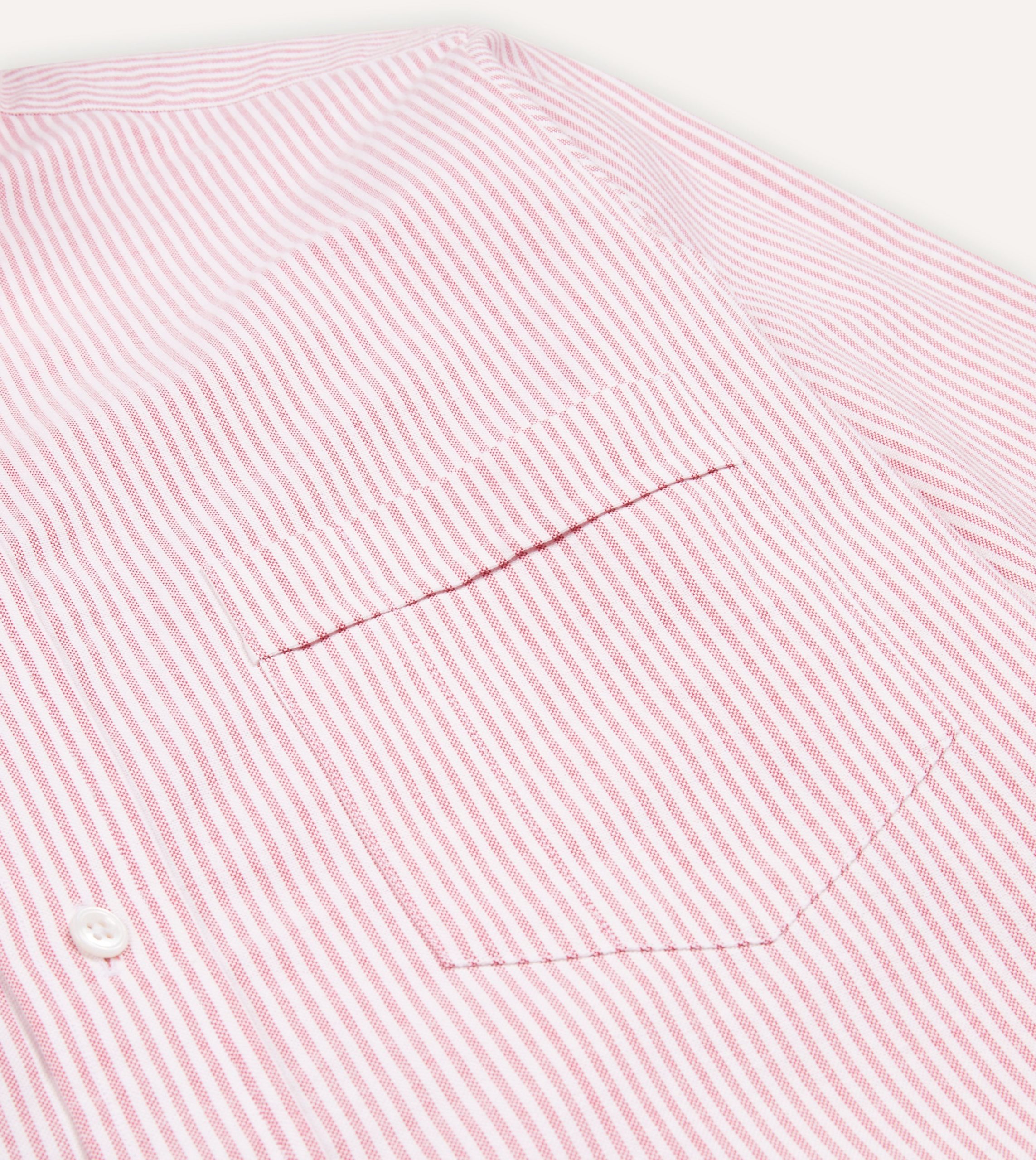 Pink Ticking Stripe Cotton Oxford Cloth Button-Down Shirt - Image 4