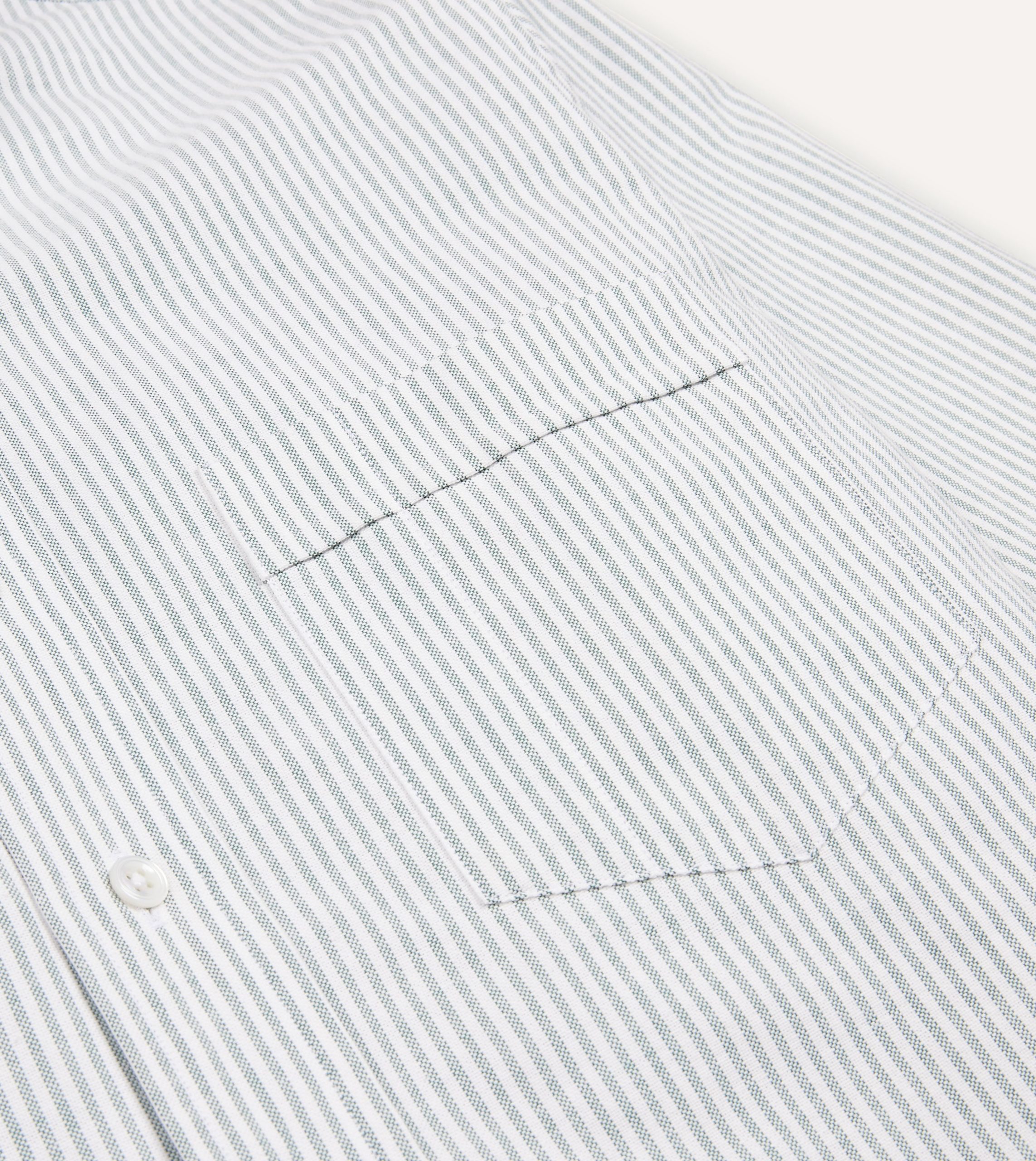 Light Green Ticking Stripe Cotton Oxford Cloth Button-Down Shirt - Image 4