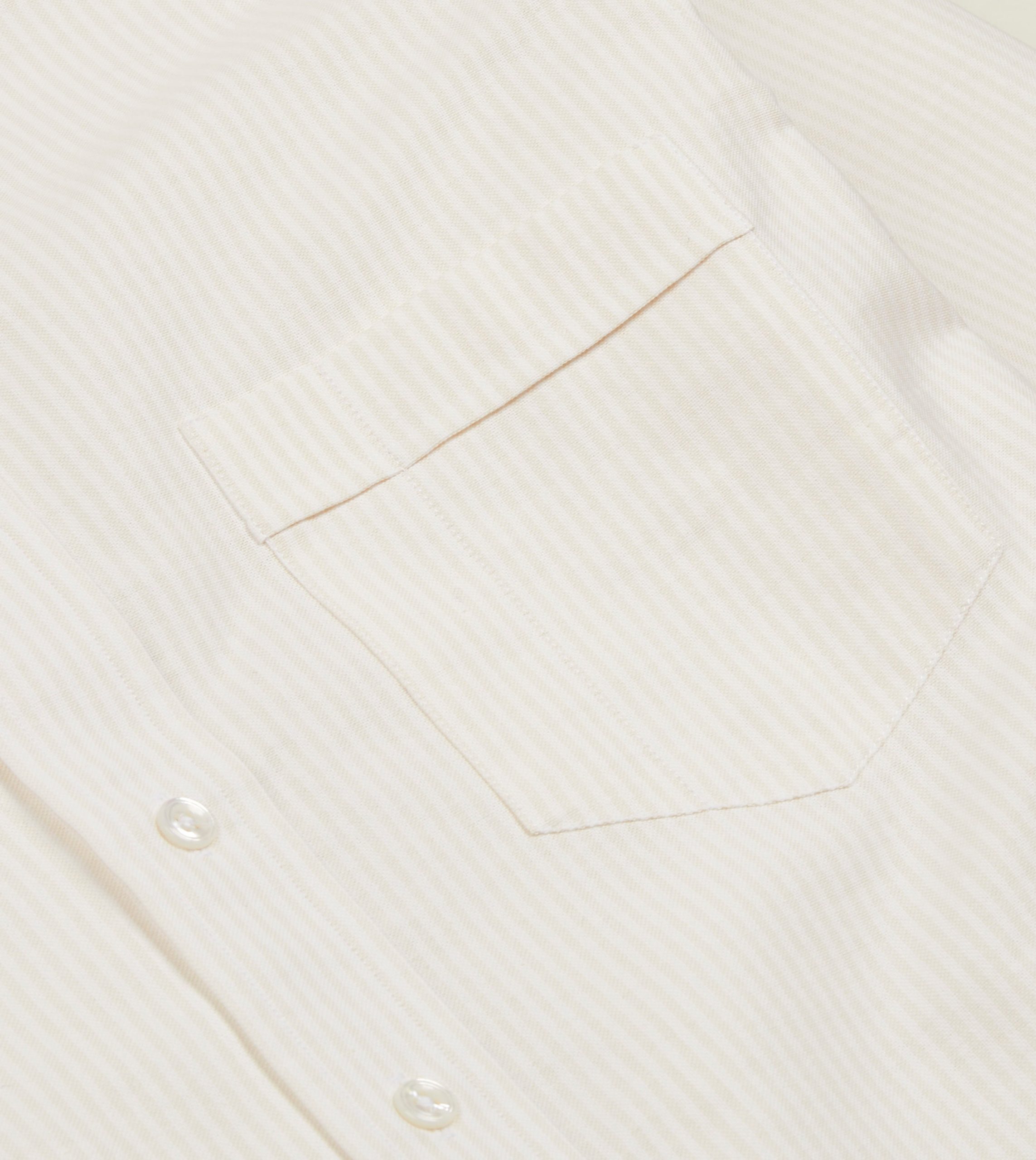 Cream Ticking Stripe Cotton Oxford Cloth Button-Down Shirt - Image 4