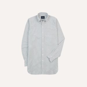 Black Ticking Stripe Cotton Oxford Cloth Button-Down Shirt