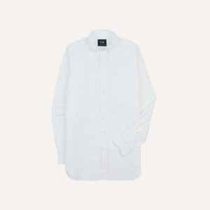 White Pinpoint Oxford Cotton Cloth Button-Down Shirt