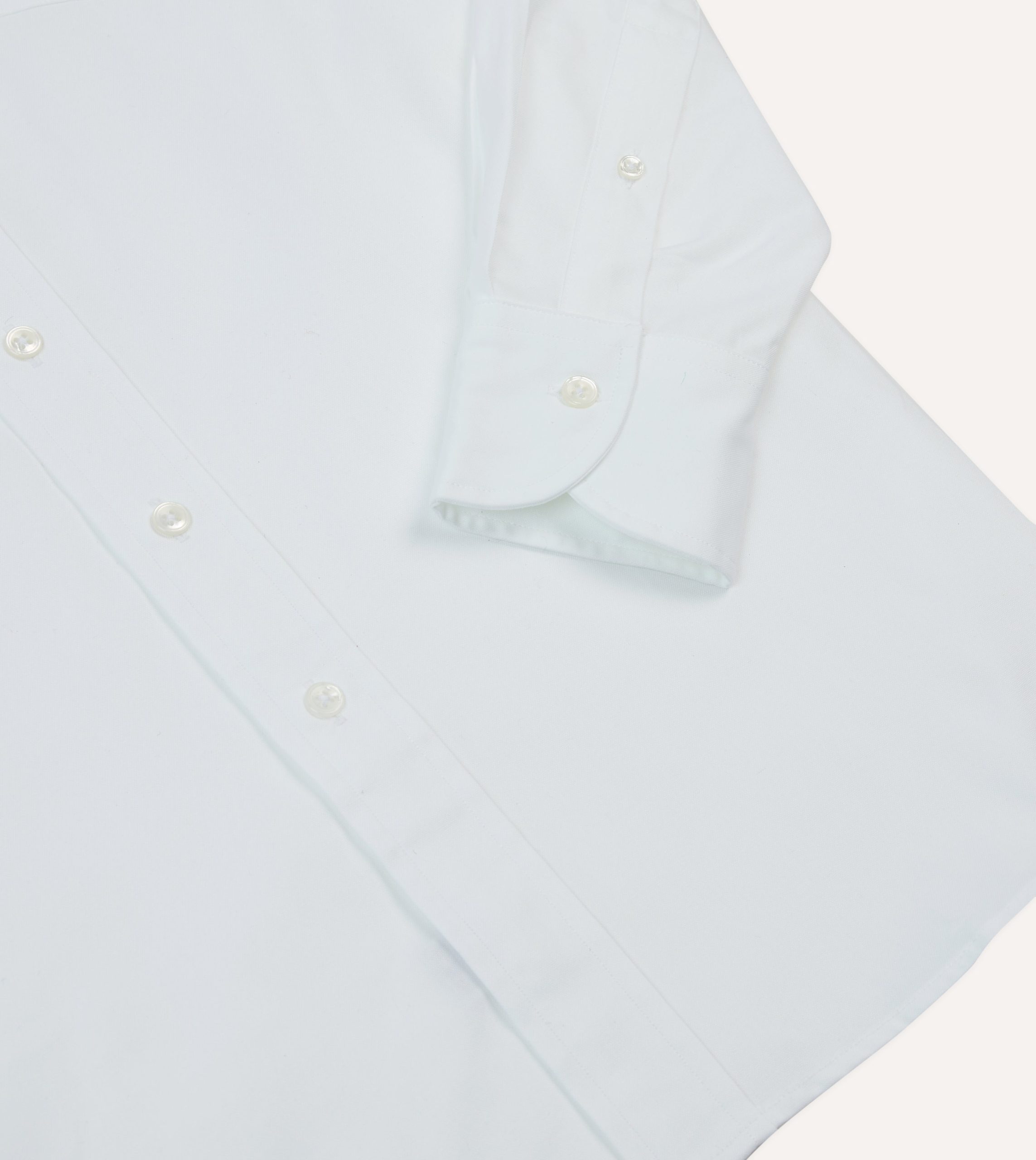 White Pinpoint Oxford Cotton Cloth Button-Down Shirt - Image 5