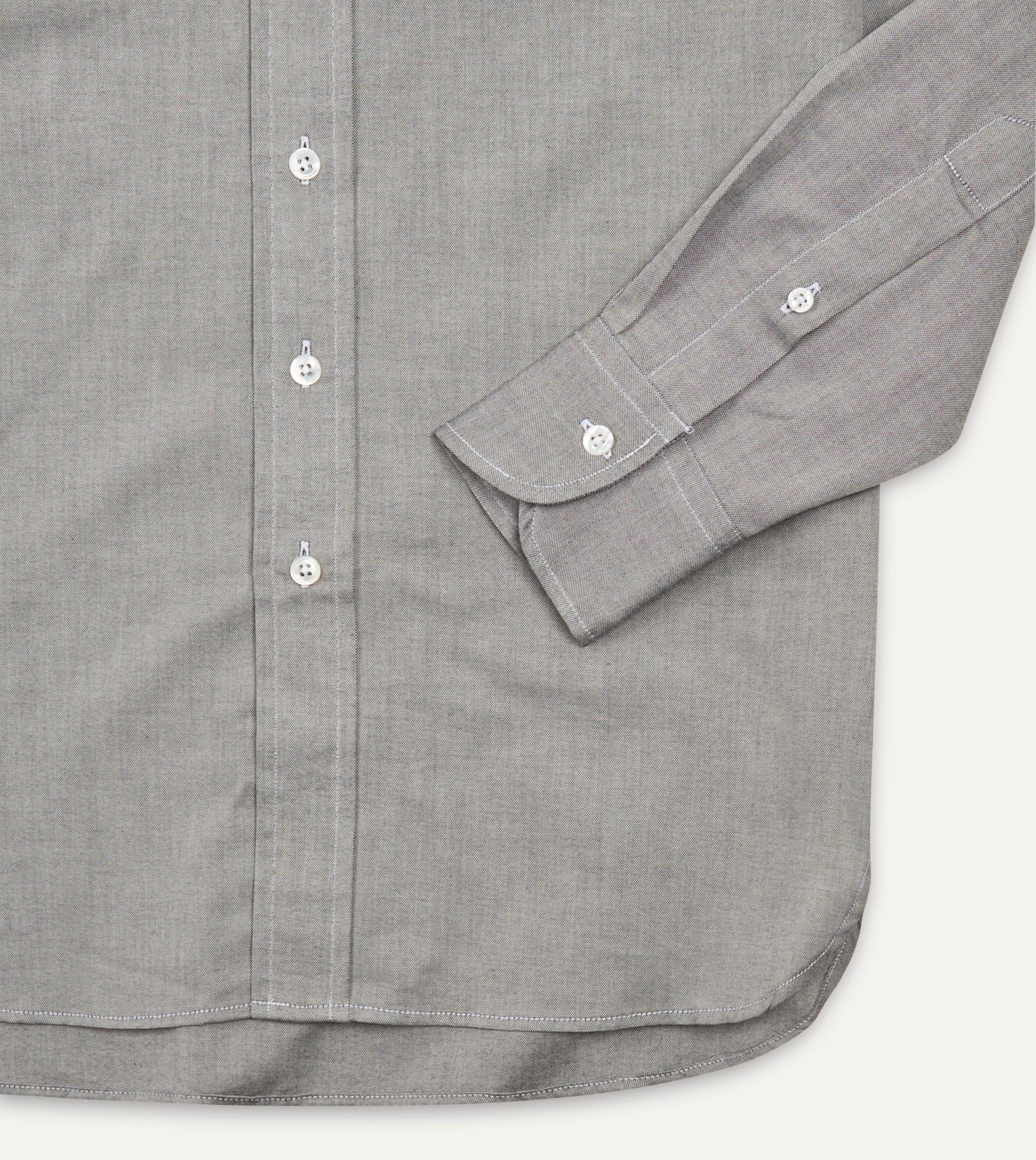 Grey Pinpoint Oxford Cotton Cloth Button-Down Shirt - Image 5