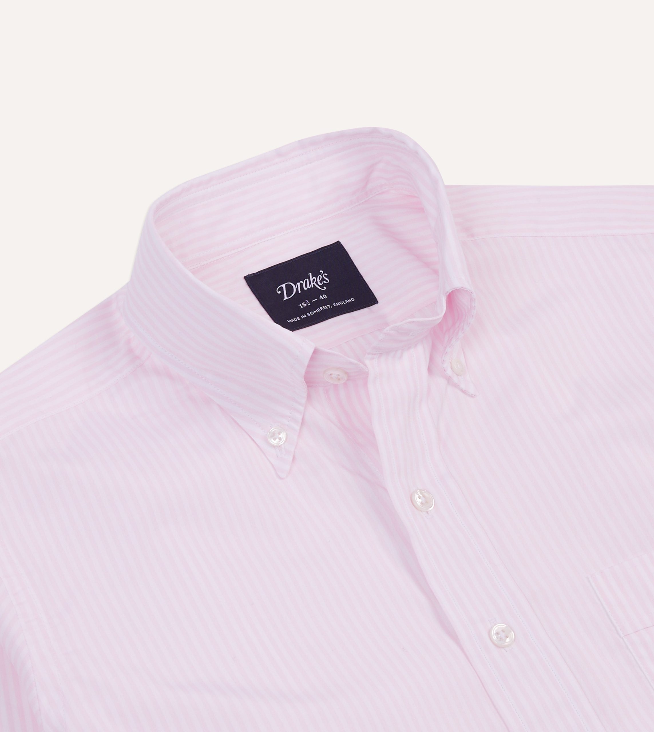Pink Narrow Stripe Cotton Poplin Button-Down Shirt - Image 3