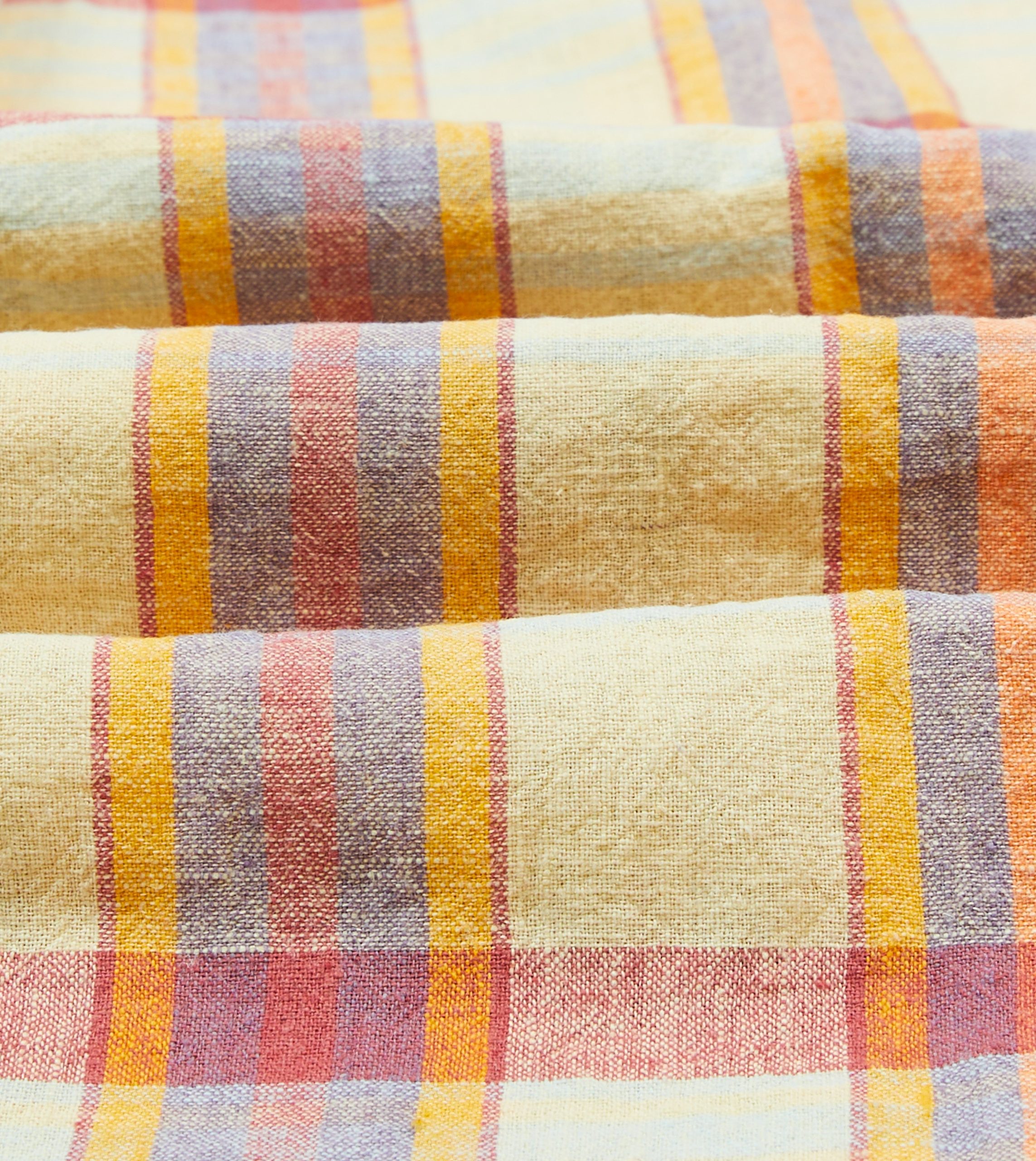 Yellow and Red Madras Check Cotton-Linen Button-Down Shirt - Image 2