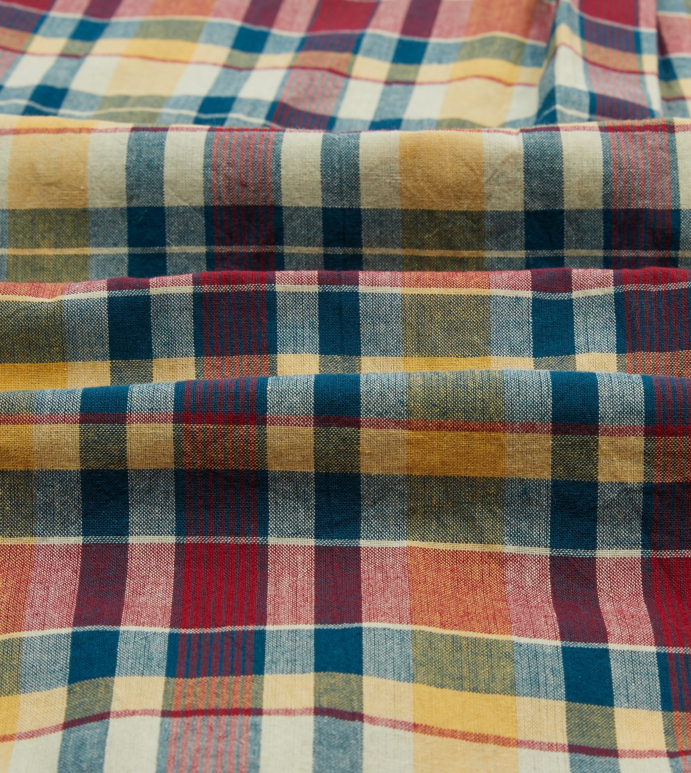 Yellow. Red and Blue Madras Check Cotton Button-Down Shirt - Image 2