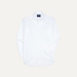 White Cotton Spread Collar Poplin Shirt