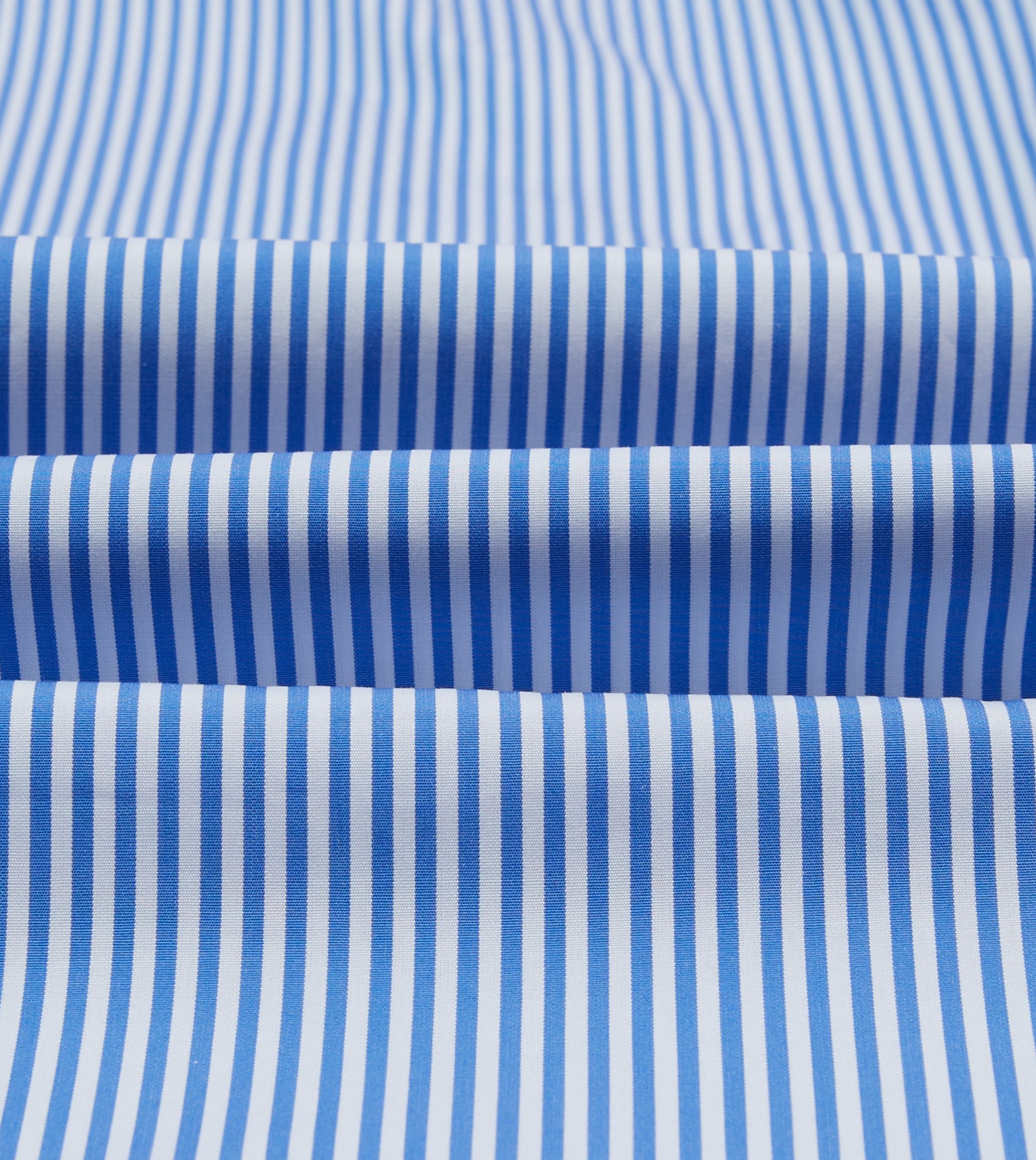 Dark Blue and White Bengal Stripe Spread Collar Cotton Poplin Shirt - Image 2